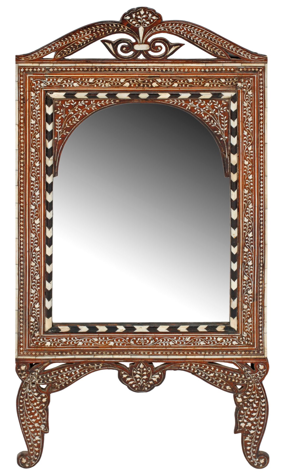 ANGLO-INDIAN MOSAIC INLAID BEVELED MIRROR (1 of 6)