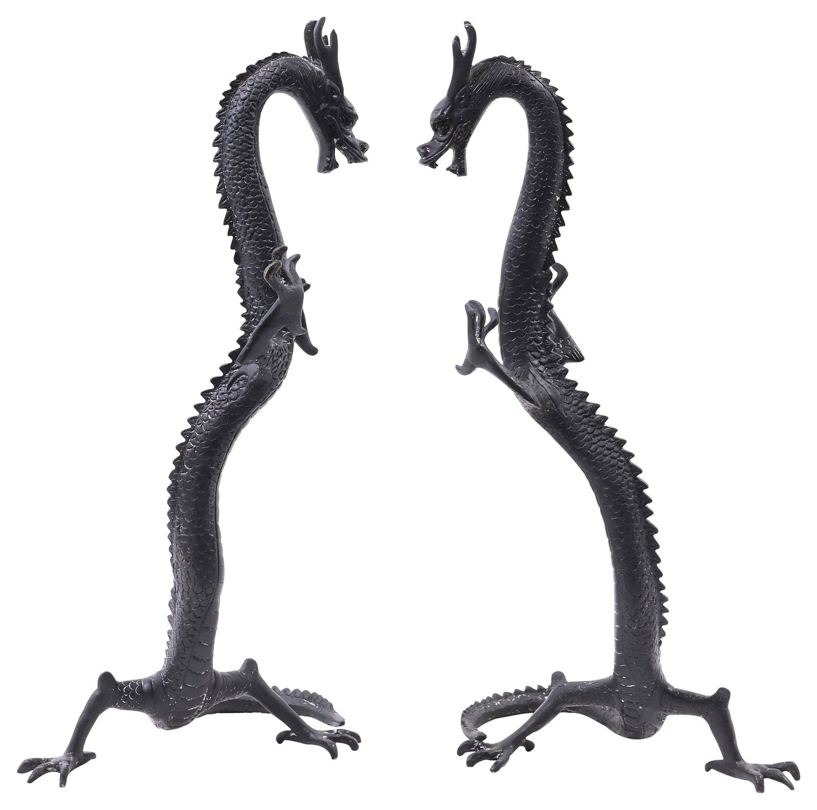 (2) JAPANESE STYLE PATINATED BRONZE FIGURES, STANDING DRAGONS (1 of 6)