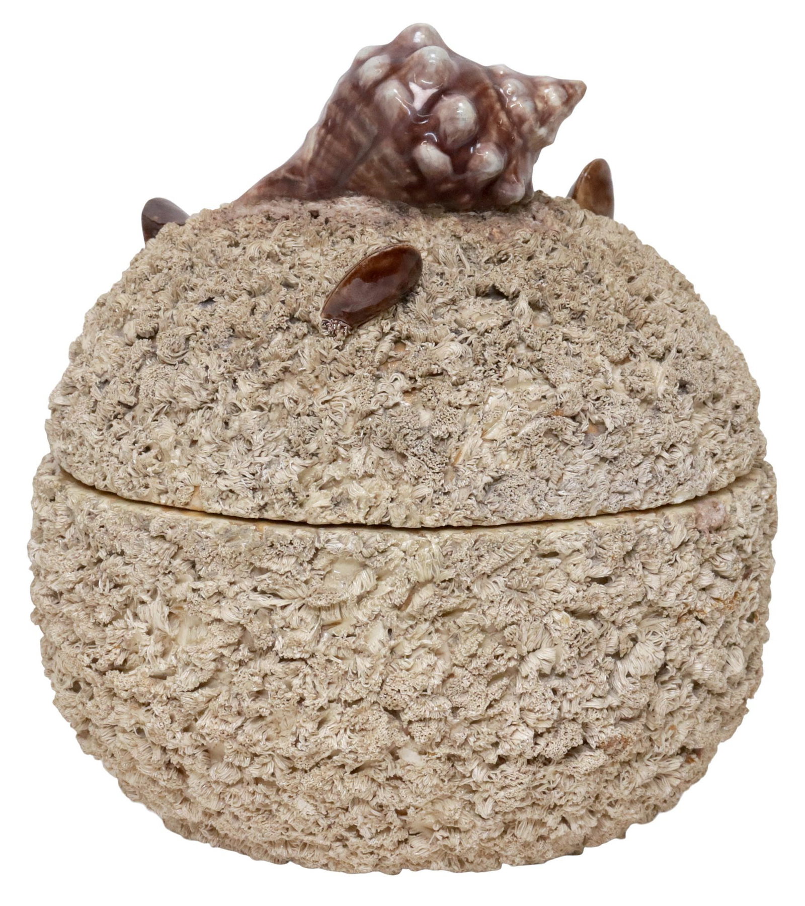 CONTINENTAL PALISSY WARE FAIENCE LIDDED SEASHELL KEEPSAKE BOX (1 of 4)