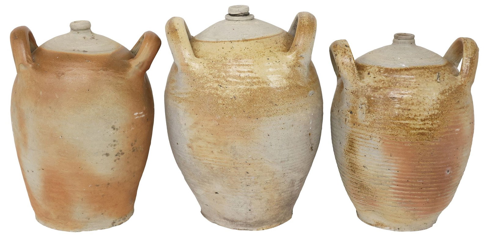 (3) FRENCH PROVINCIAL STONEWARE OIL JUGS (1 of 3)