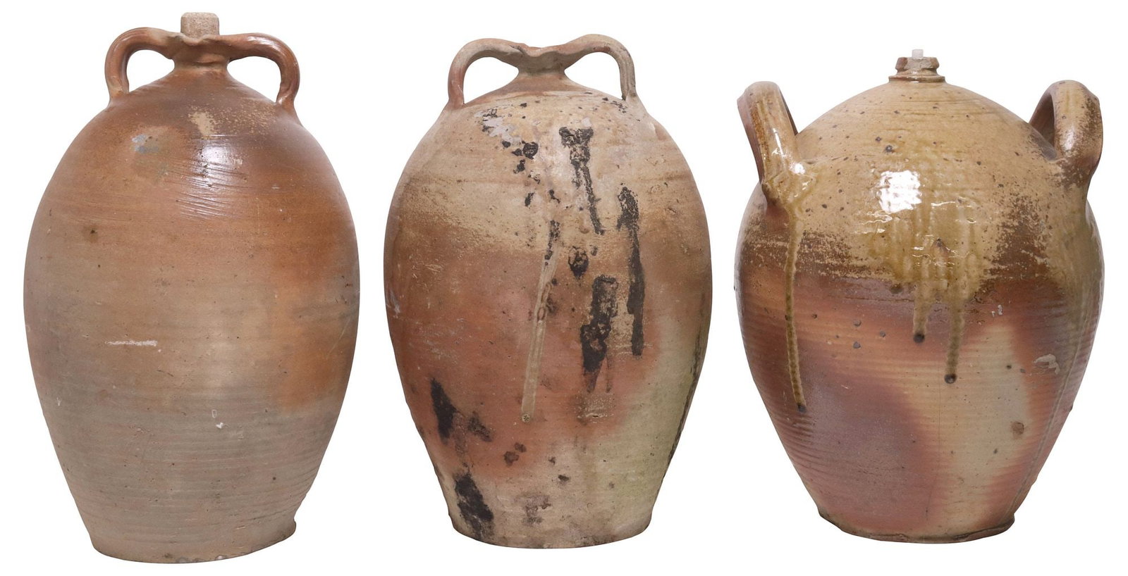 (3) FRENCH PROVINCIAL STONEWARE OIL JUGS (1 of 3)