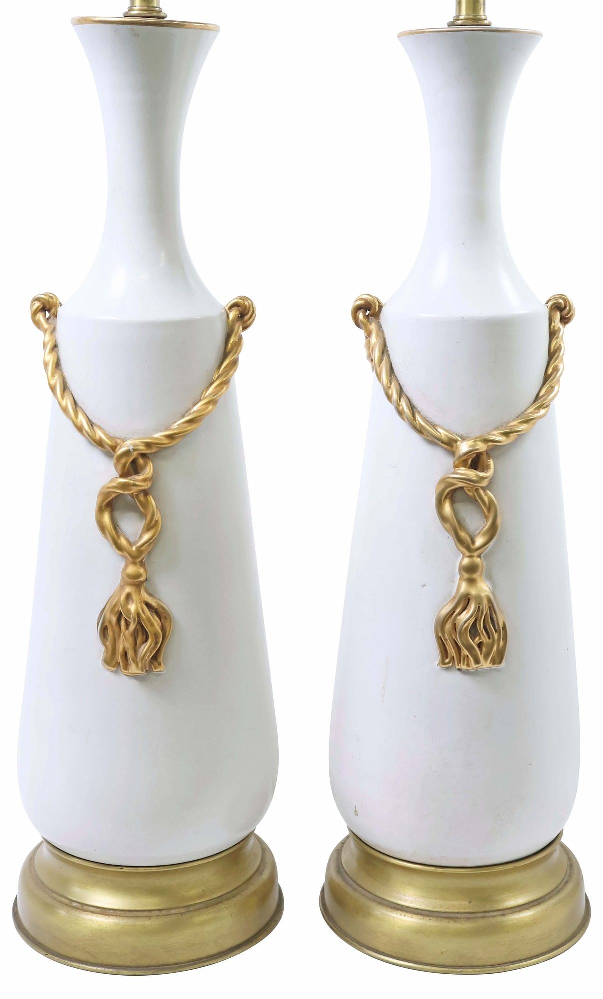 (2) LARGE MARBRO LAMP COMPANY POTTERY & PARCEL GILT TABLE LAMPS, 37"H (1 of 4)