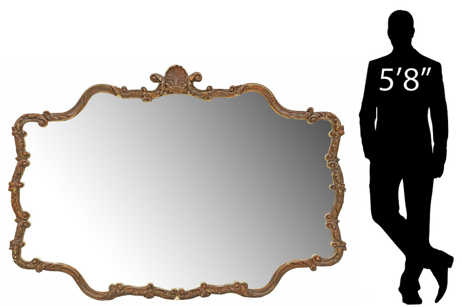 LOUIS XV STYLE GILT-PAINTED WALL MIRROR, 58.5"L (1 of 4)