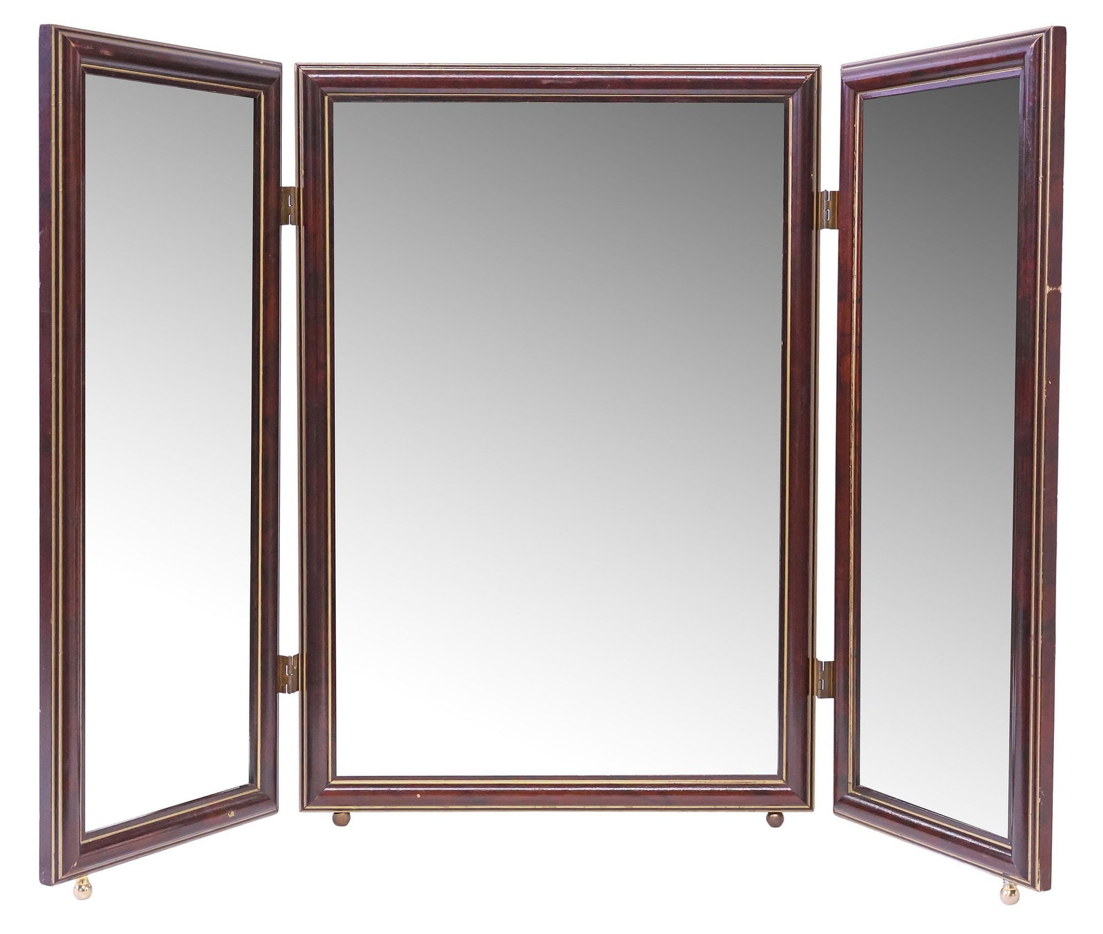 RECTANGULAR PARCEL-GILT TRIFOLD TABLE-TOP VANITY MIRROR (1 of 3)