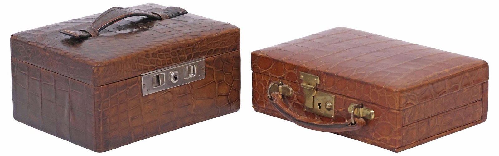 (2) ENGLISH GENTLEMAN'S CROCODILE LEATHER TRAVEL / DRESSING CASES (1 of 11)
