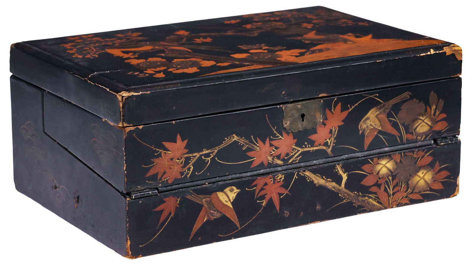 ENGLISH VICTORIAN JAPANNED PARCEL-GILT LACQUERED WRITING SLOPE (1 of 12)
