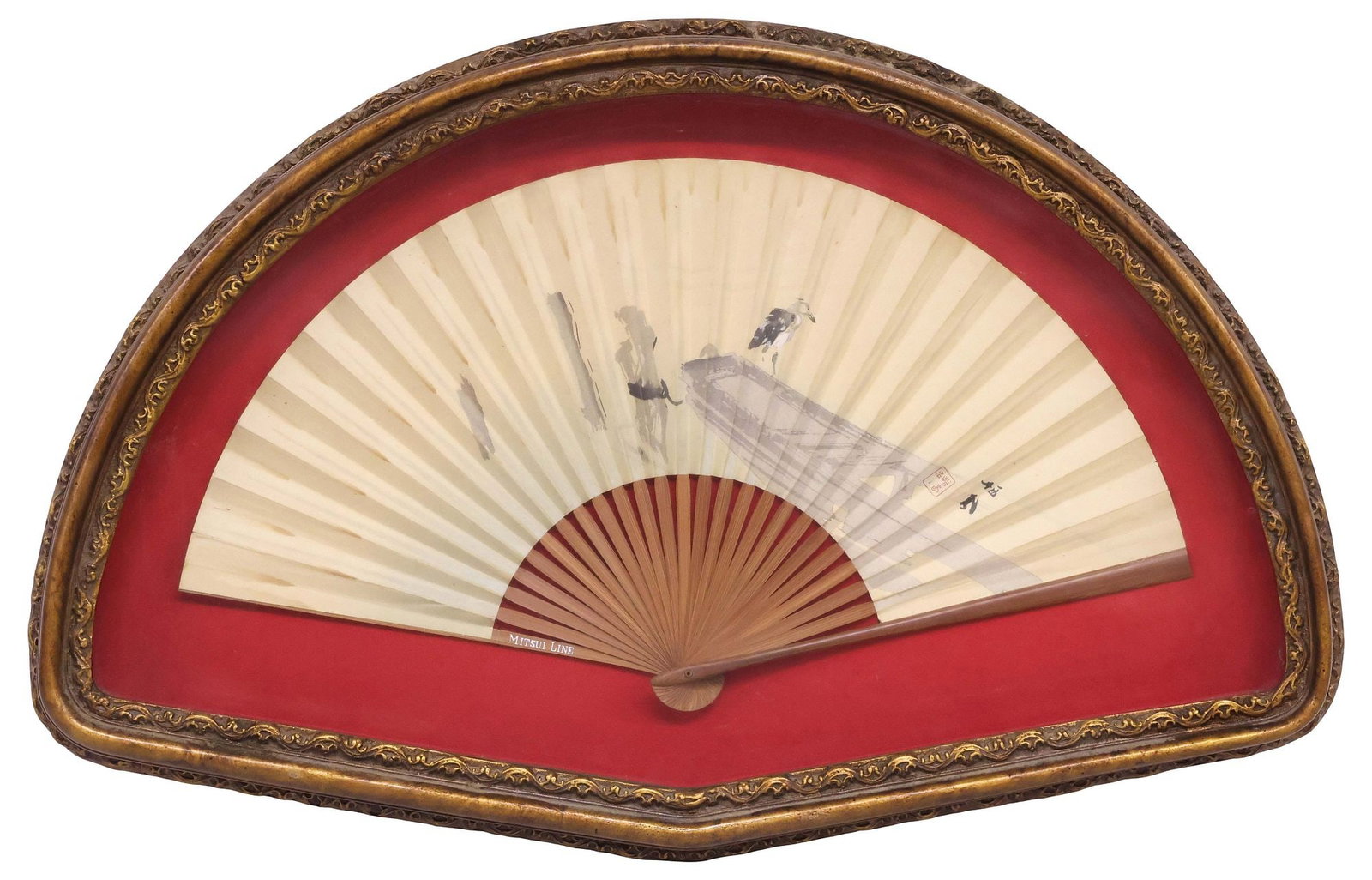 SHADOWBOX FRAMED LADIES CHINOISERIE-DECORATED FOLDING FAN (1 of 3)