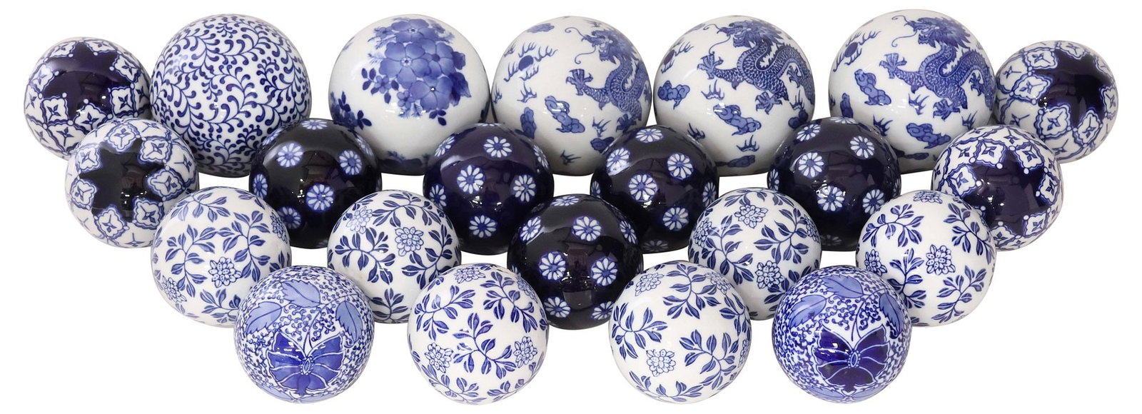 (22) CHINESE BLUE & WHITE PORCELAIN SPHERES / CARPET BALLS (1 of 3)
