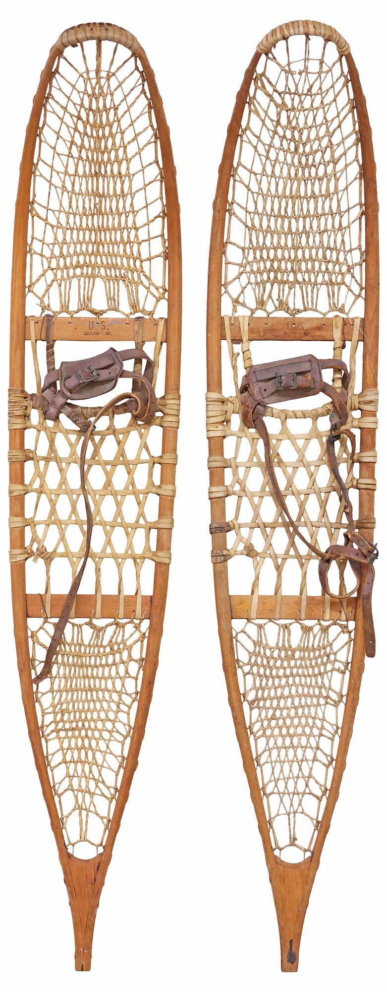 (2) VINTAGE AMERICAN SNOCRAFT BENTWOOD & LEATHER SNOW SHOES (1 of 4)