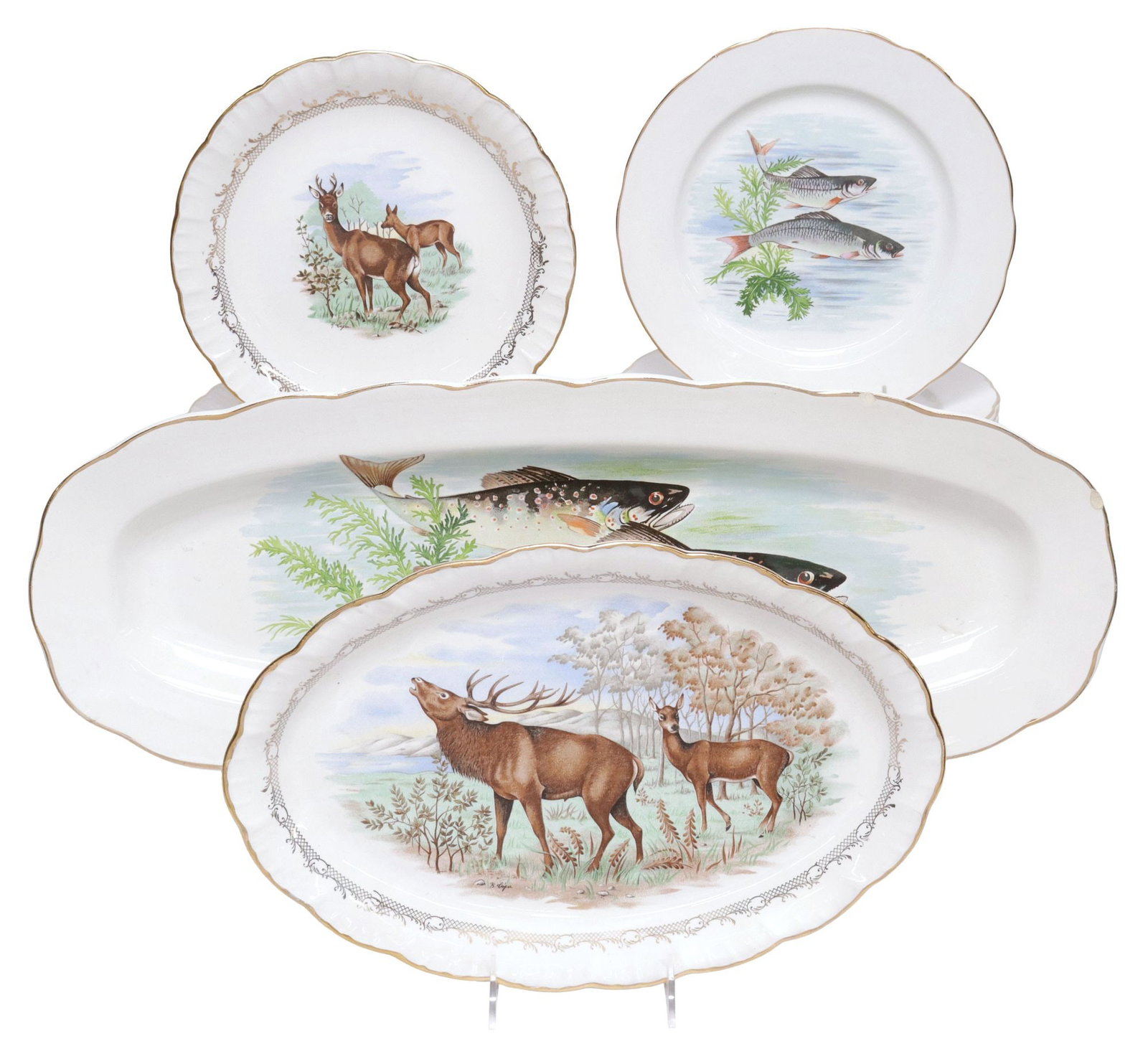 (26) FRENCH PORCELAIN FISH & GAME SERVICES, ROYAL OPALOR & DIGION SARREGUEMINES (1 of 8)