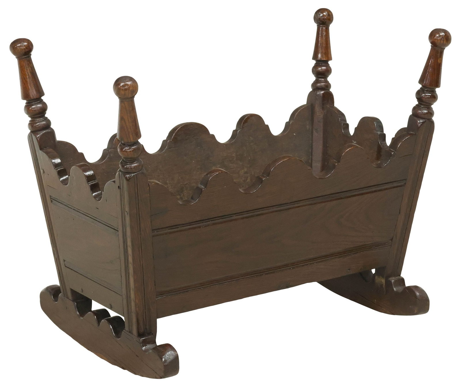 ENGLISH OAK CHILD'S ROCKING CRADLE, 18TH C. (1 of 4)