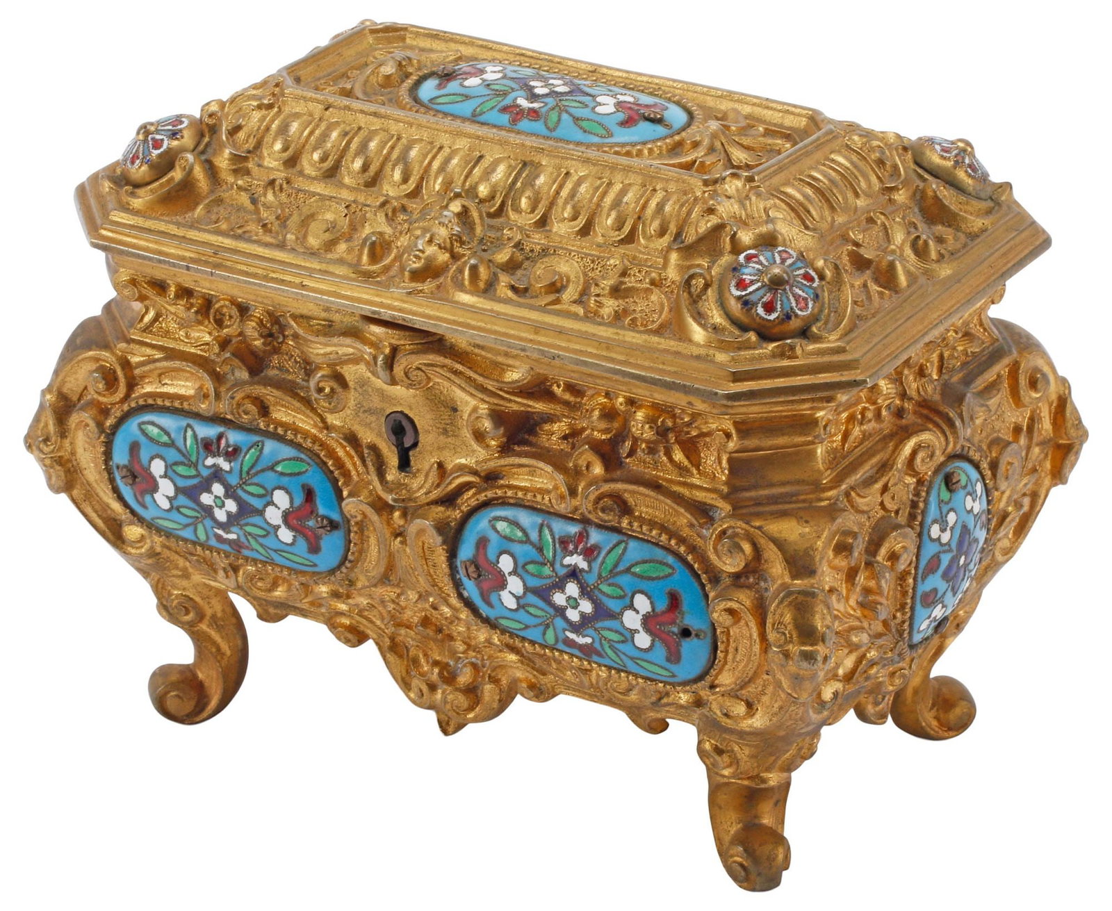 ERHARD & SOHNE ROCOCO REVIVAL ORMOLU & CHAMPLEVE ENAMEL TABLE CASKET (1 of 6)