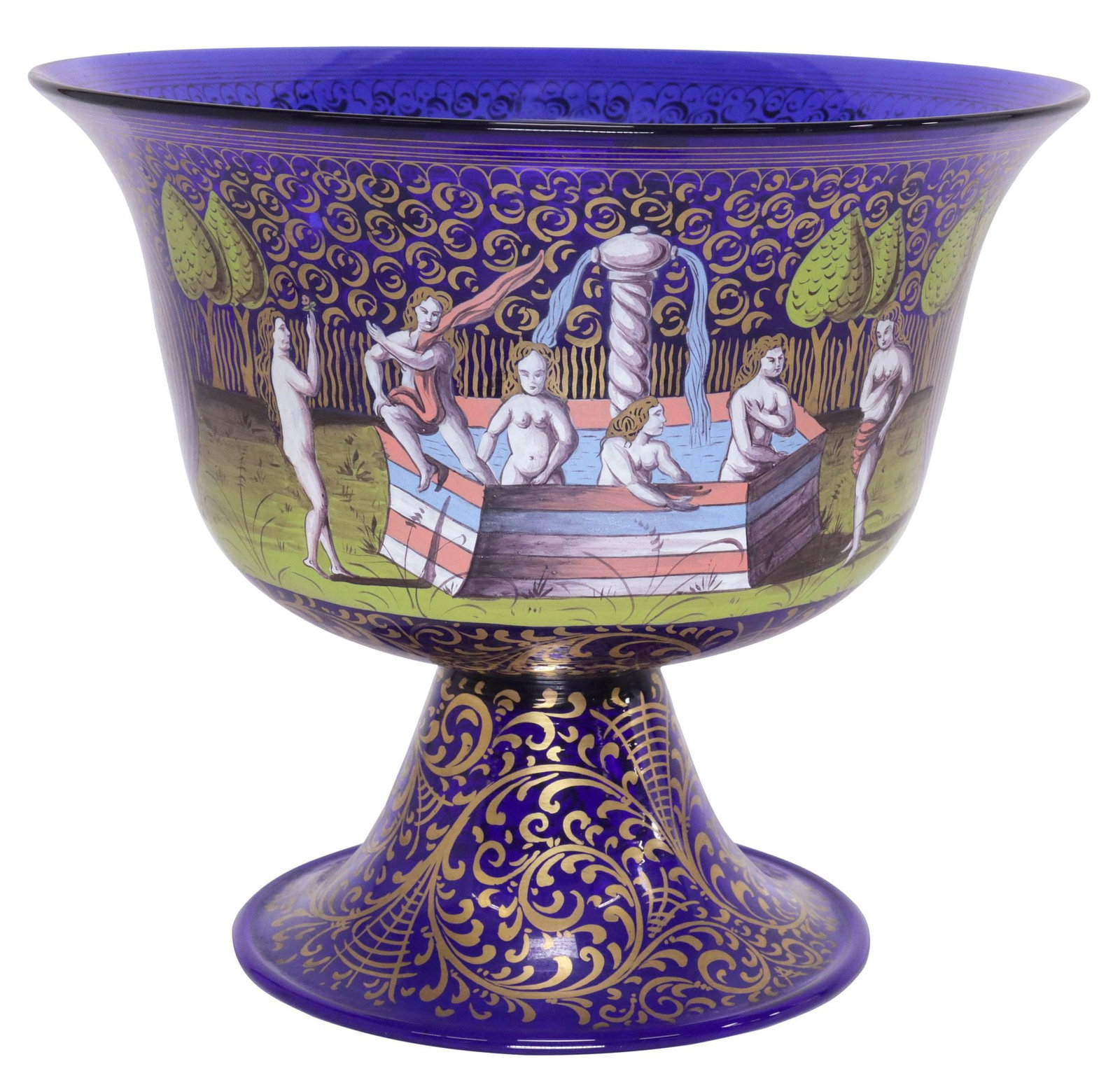 LARGE PARCEL-GILT & HAND-PAINTED MURANO GLASS 'BAROVIER' WEDDING CUP (1 of 5)