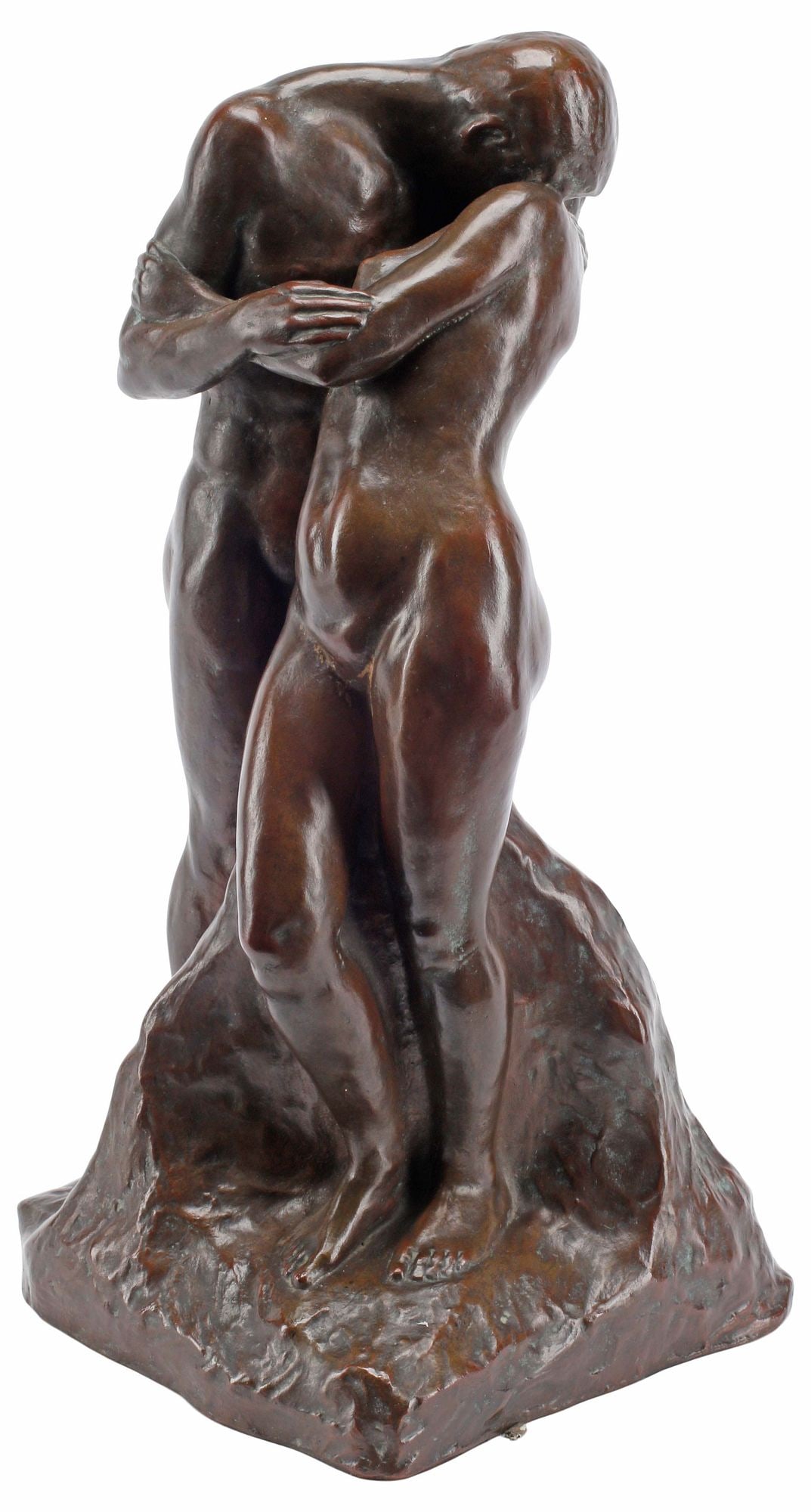 JOSEPH WITTERWULGHE (D.1967) PATINATED BRONZE SCULPTURE, THE KISS (1 of 5)