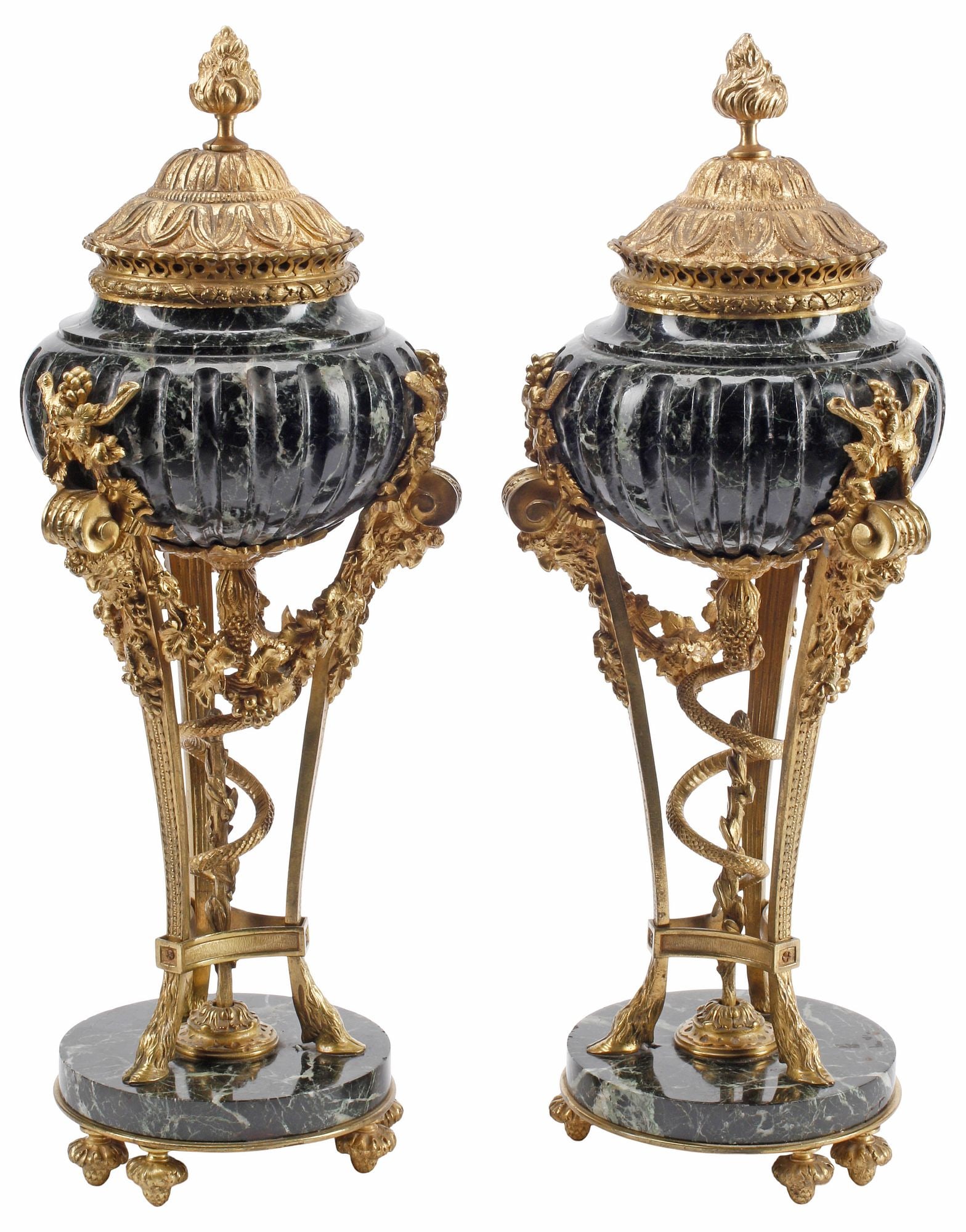 (2) FRENCH EMPIRE ORMOLU-MOUNTED MARBLE CASSOLETTES (1 of 4)