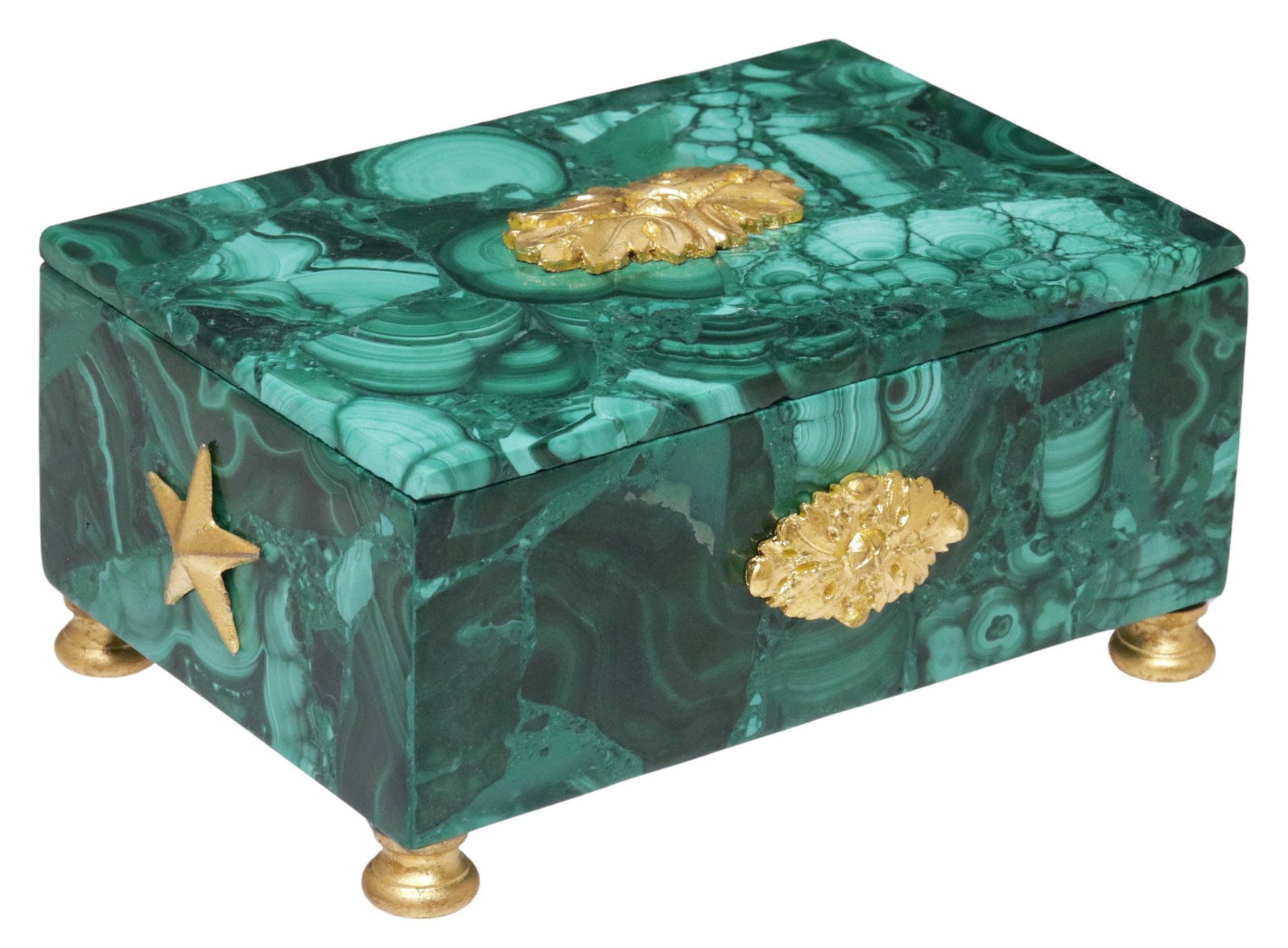 EMPIRE STYLE ORMOLU-MOUNTED MALACHITE TABLE BOX - 2