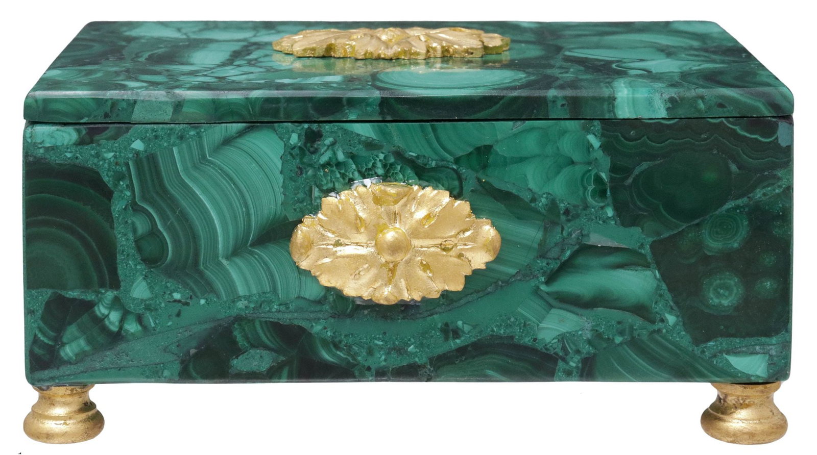 EMPIRE STYLE ORMOLU-MOUNTED MALACHITE TABLE BOX - 3