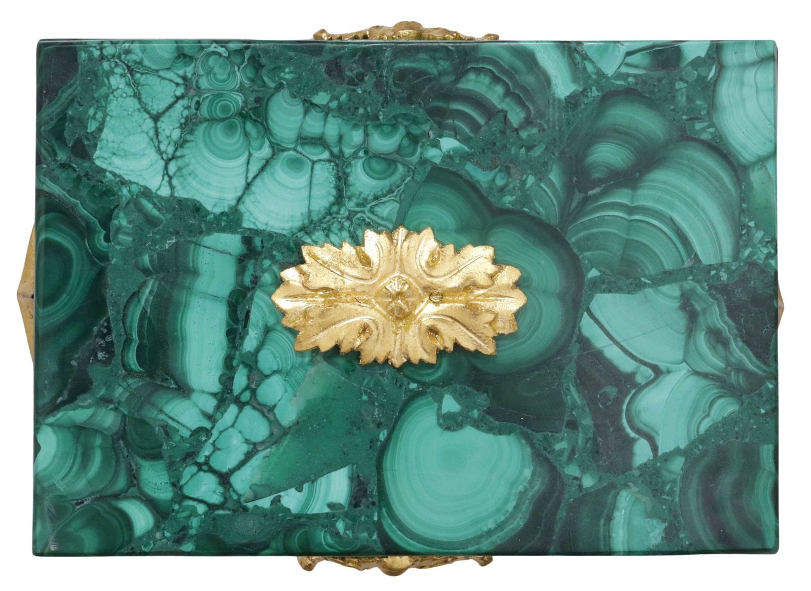 EMPIRE STYLE ORMOLU-MOUNTED MALACHITE TABLE BOX - 4