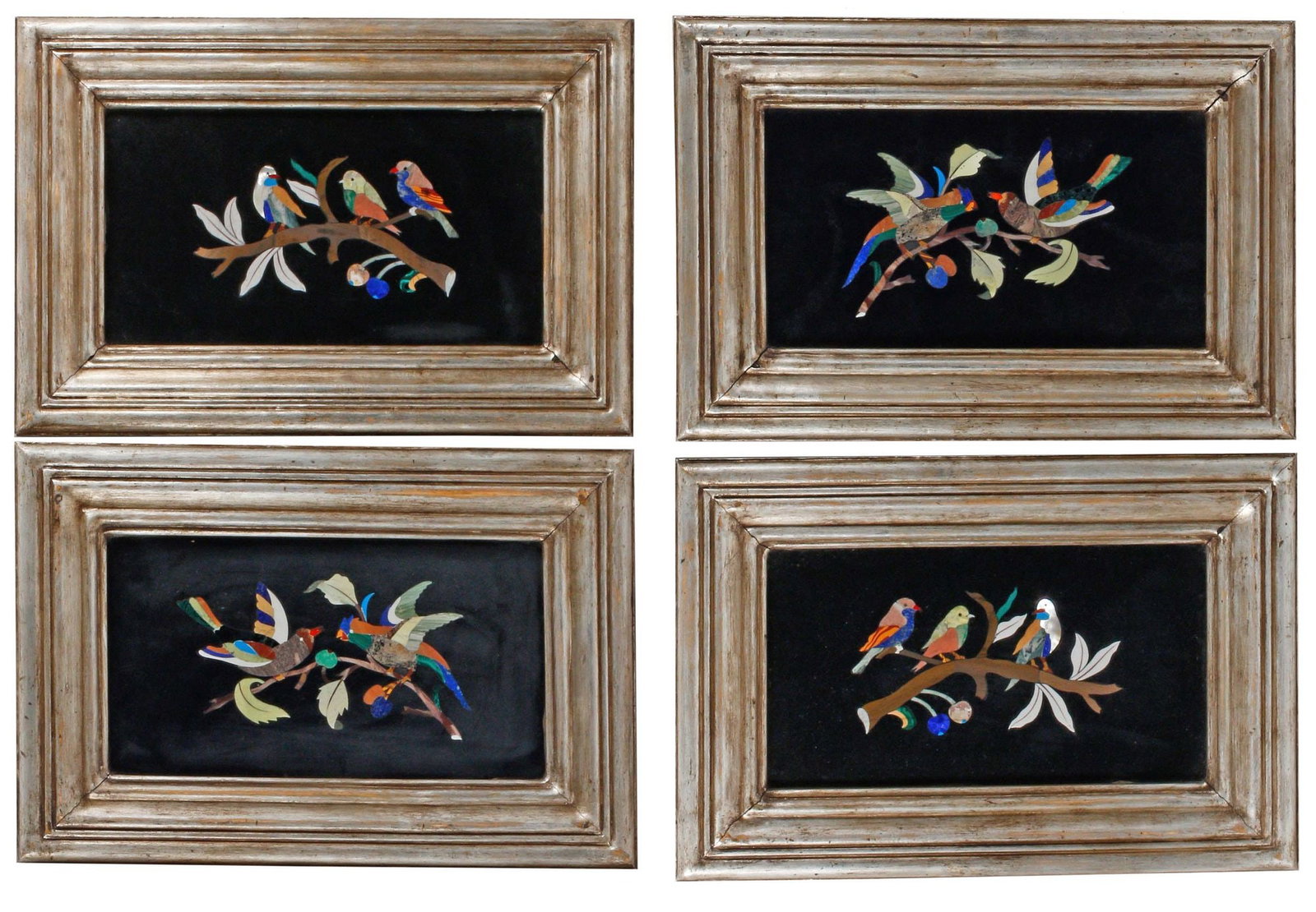 (4) FRAMED PIETRA DURA MARBLE INLAID PLAQUES (1 of 6)