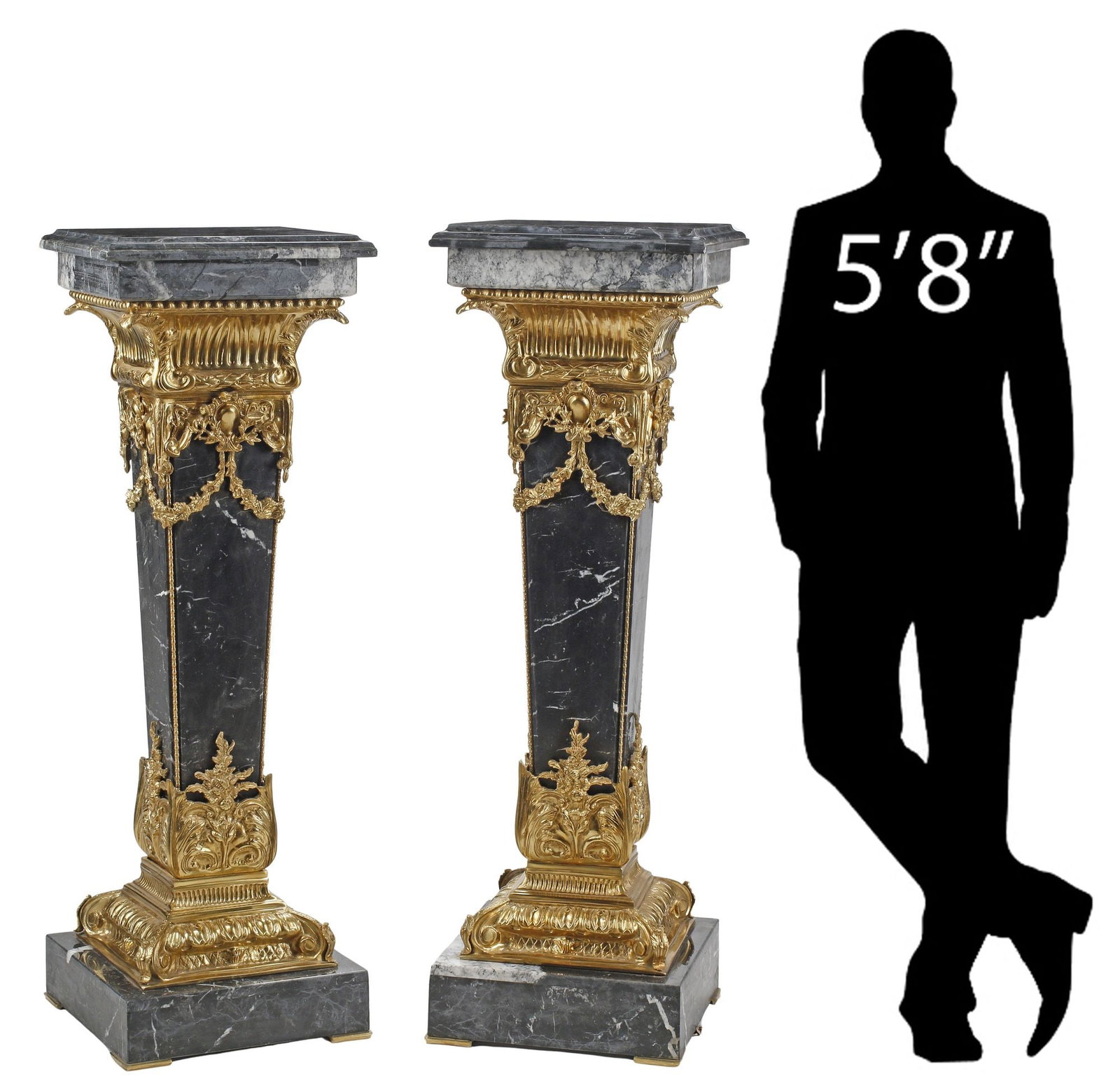 (2) REGENCE STYLE ORMOLU-MOUNTED MARBLE DISPLAY PEDESTALS (1 of 8)