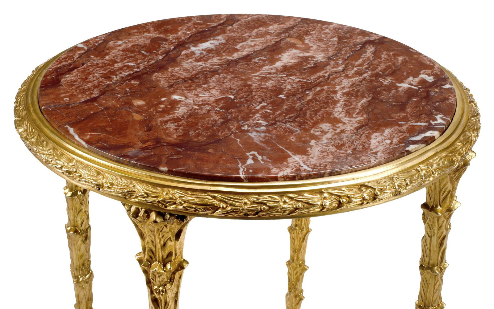 NEOCLASSICAL STYLE MARBLE-TOP FOLIATED ORMOLU SIDE TABLE - 2
