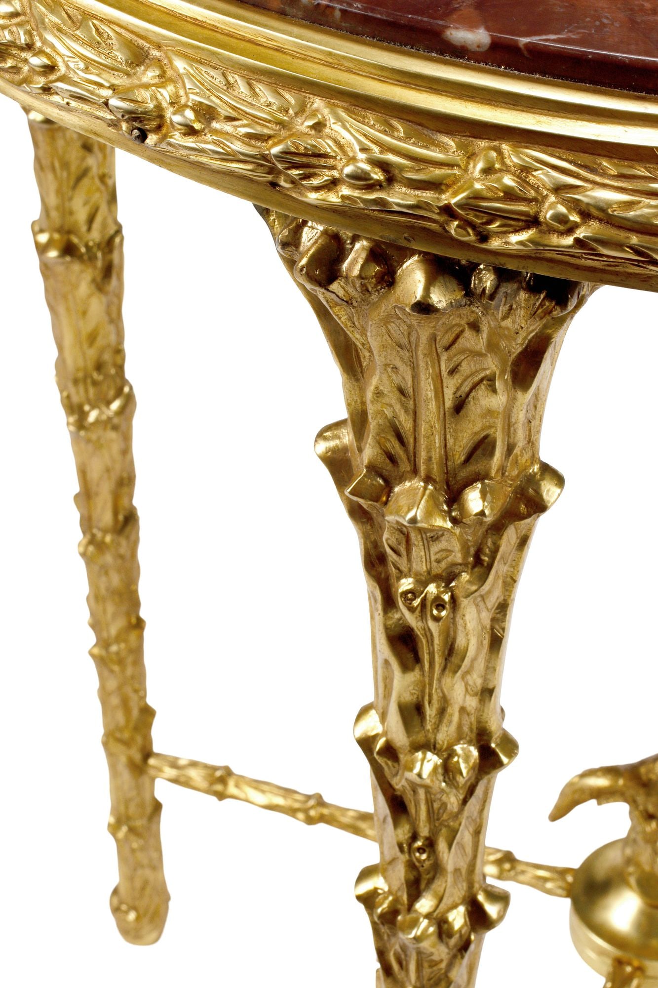 NEOCLASSICAL STYLE MARBLE-TOP FOLIATED ORMOLU SIDE TABLE - 4