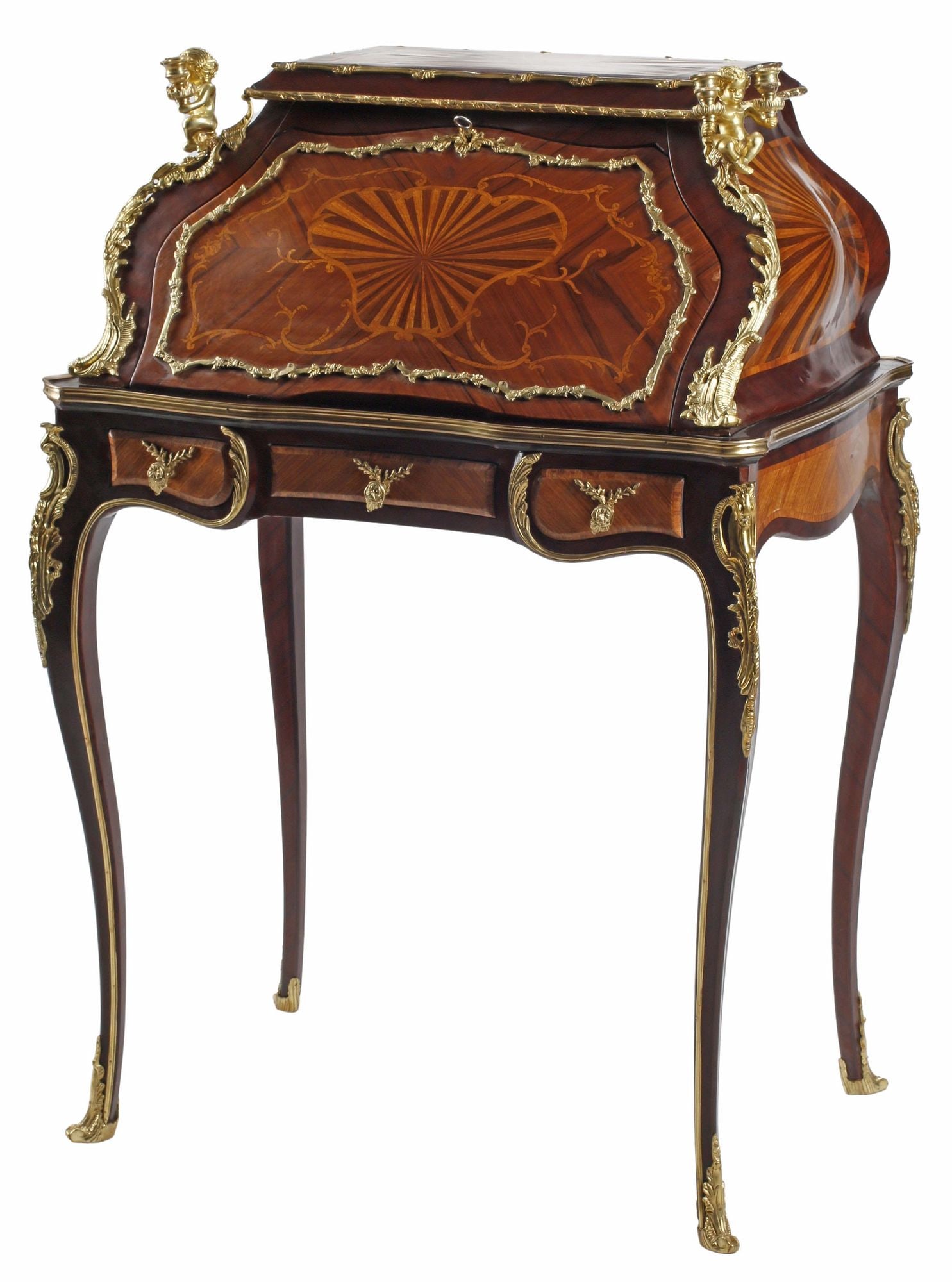 LOUIS XV STYLE ORMOLU-MOUNTED & INLAID LADIES WRITING DESK (1 of 8)