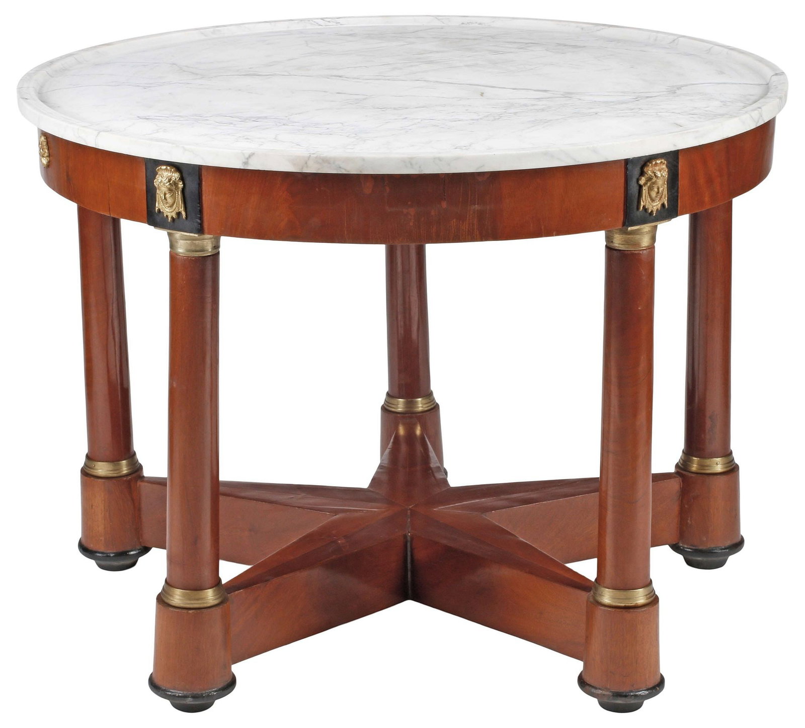 EMPIRE STYLE MARBLE-TOP ORMOLU-MOUNTED MAHOGANY CENTER TABLE (1 of 4)
