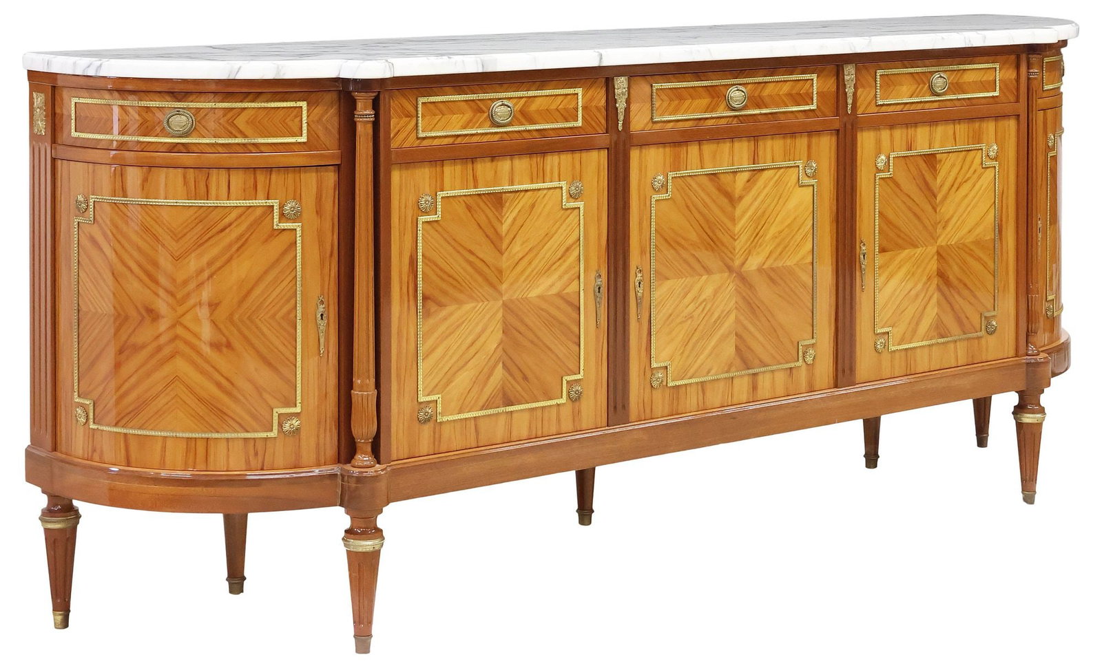 FRENCH LOUIS XVI STYLE MARBLE-TOP LACQUERED SIDEBOARD (1 of 6)