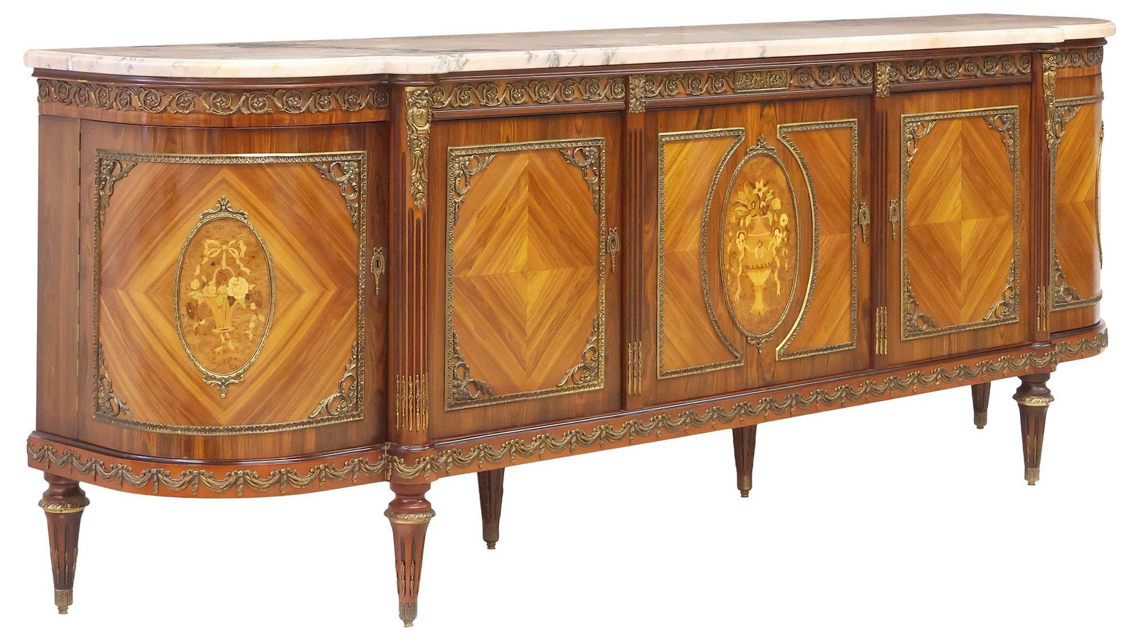 J.P. EHALT LOUIS XVI STYLE MARBLE-TOP ROSEWOOD & MARQUETRY SIDEBOARD (1 of 8)