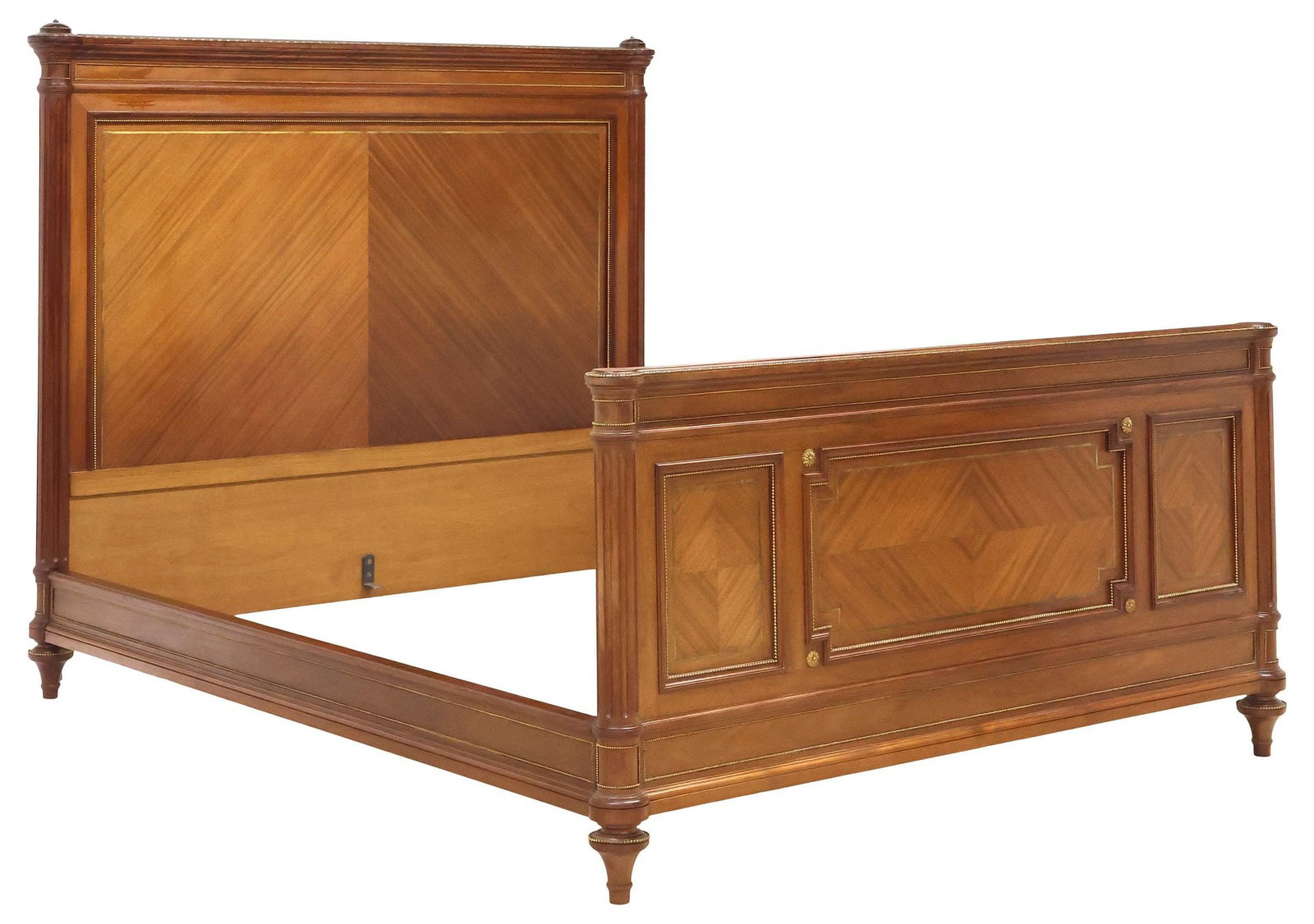 FRENCH LOUIS XVI STYLE MAHOGANY & GILT-METAL BED (1 of 3)