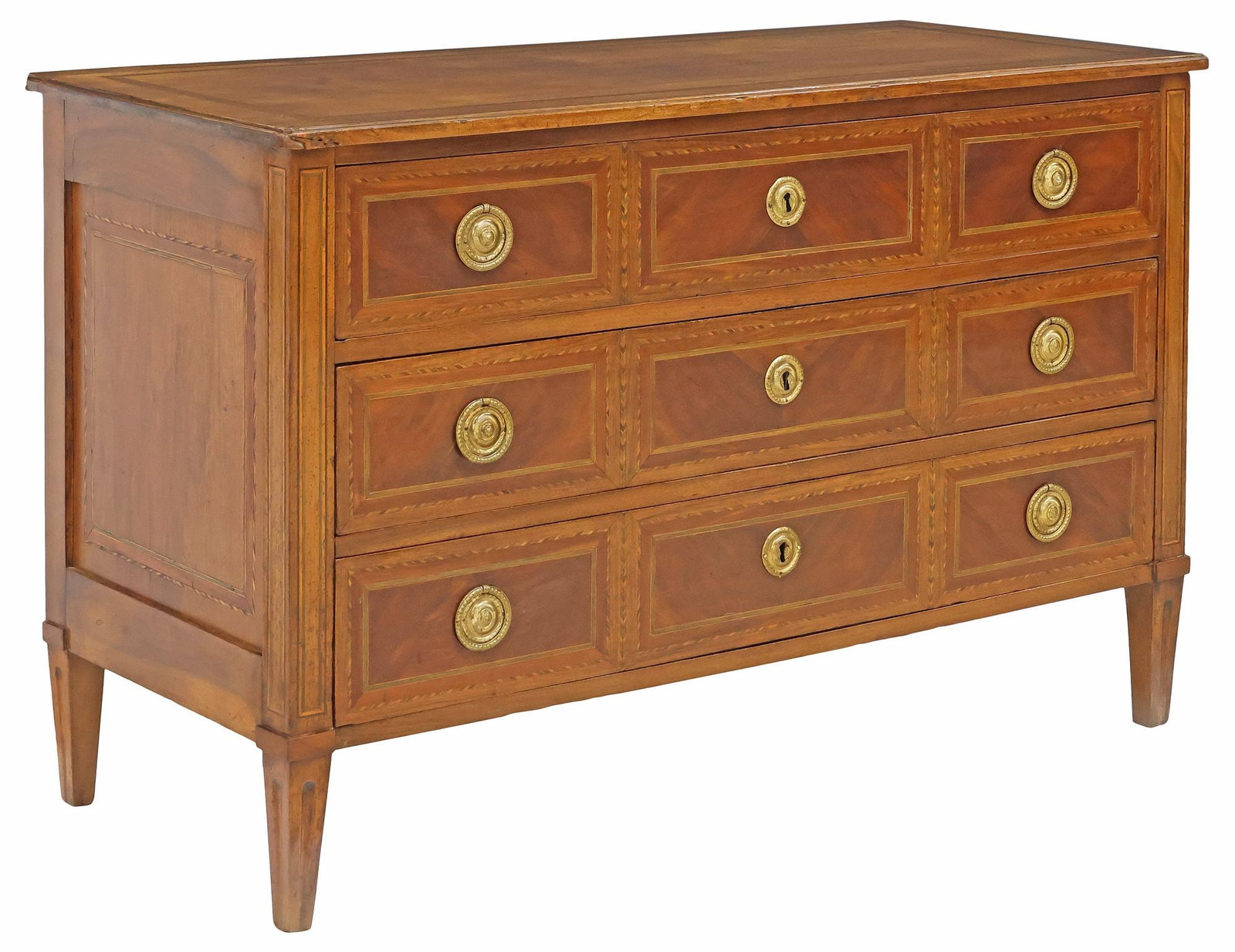 ITALIAN NEOCLASSICAL STYLE INLAID WALNUT 3-DRAWER COMMODE (1 of 5)