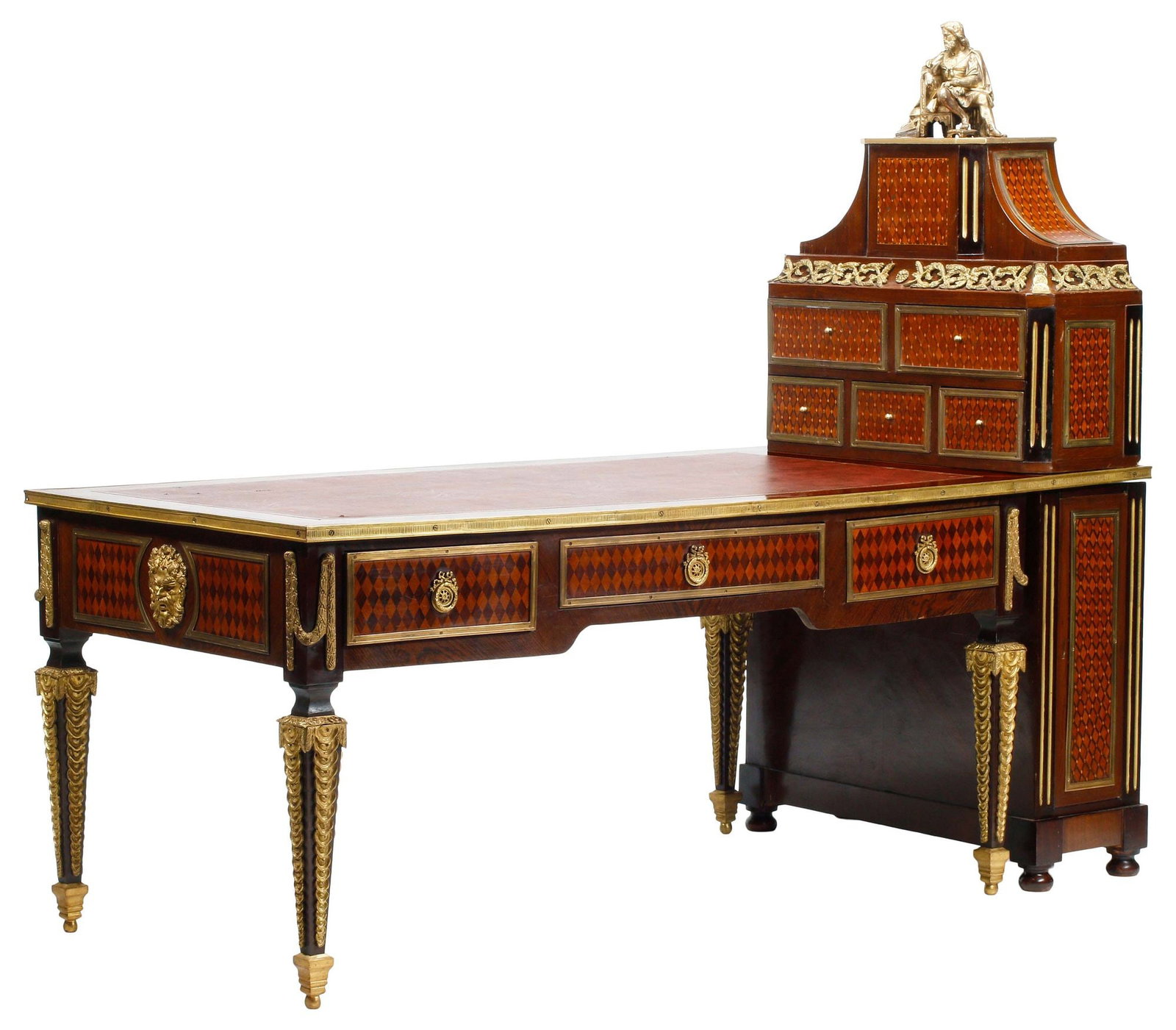 LOUIS XV STYE ORMOLU-MOUNTED PARQUETRY BUREAU PLAT & CARTONNIER (1 of 12)