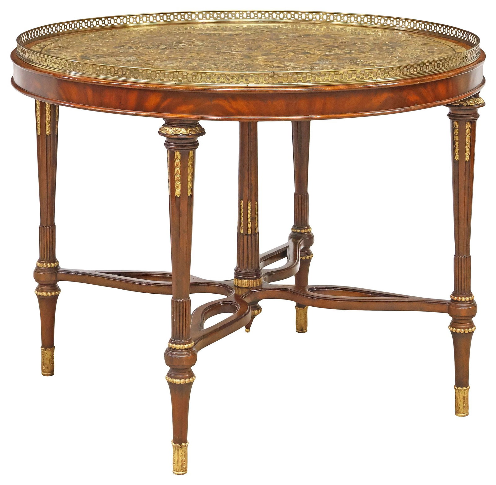 FINE LOUIS XVI STYLE MARBLE-TOP PARCEL-GILT MAHOGANY CENTER TABLE, 39.5"DIAM (1 of 4)