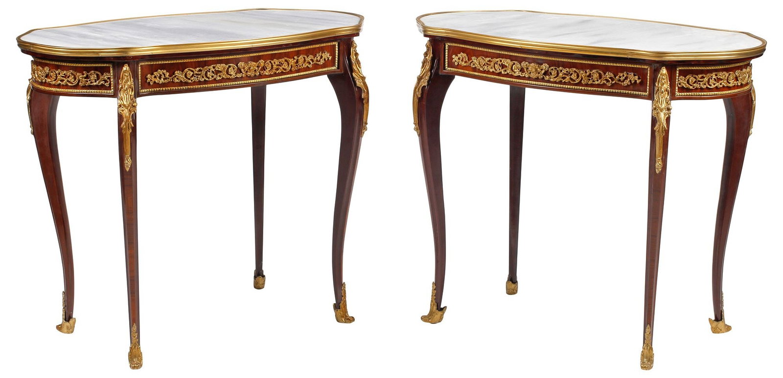 (2) LOUIS XV STYLE ORMOLU-MOUNTED MARBLE-TOP SIDE TABLES (1 of 4)