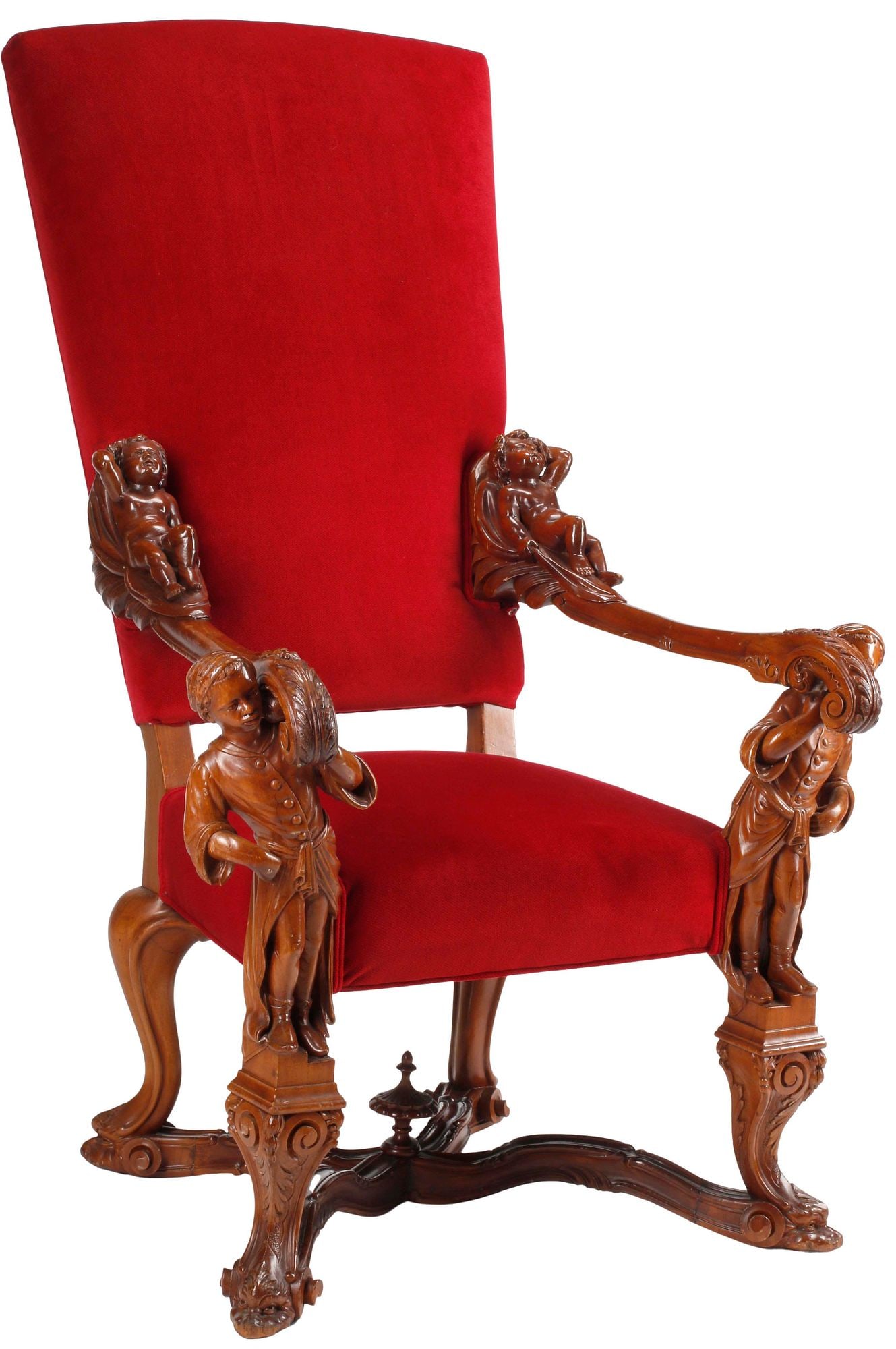 MANNER OF ANDREA BRUSTOLON BAROQUE-STYLE FIGURAL CARVED ARMCHAIR (1 of 7)