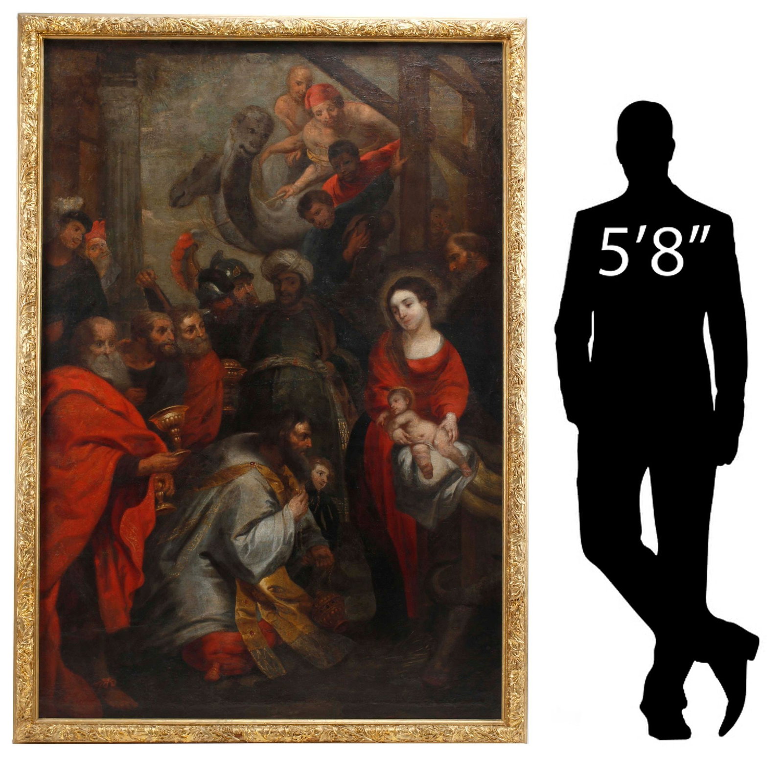 AFTER PETER PAUL RUBENS ADORATION OF THE MAGI OIL PAINTING, 79" X 54" (1 of 9)