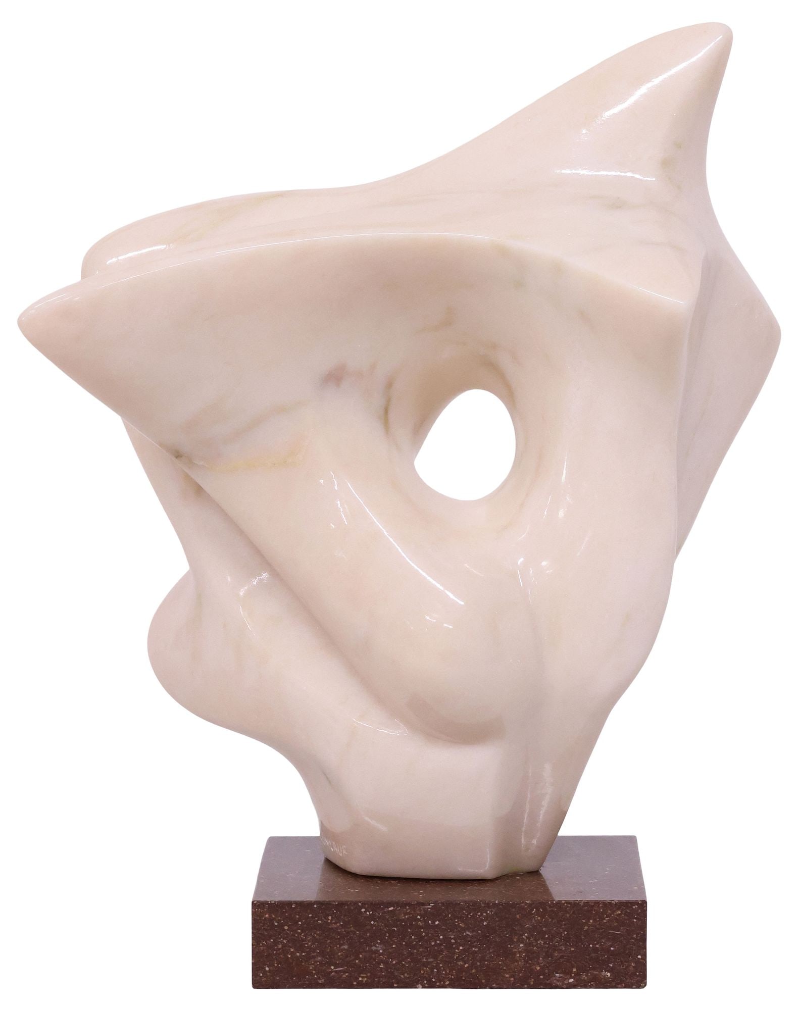 CHARLES UMLAUF (1911-1994) ROSE MARBLE ABSTRACT SCULPTURE, 'JUBILATE DEO,' 19.5"H (1 of 5)