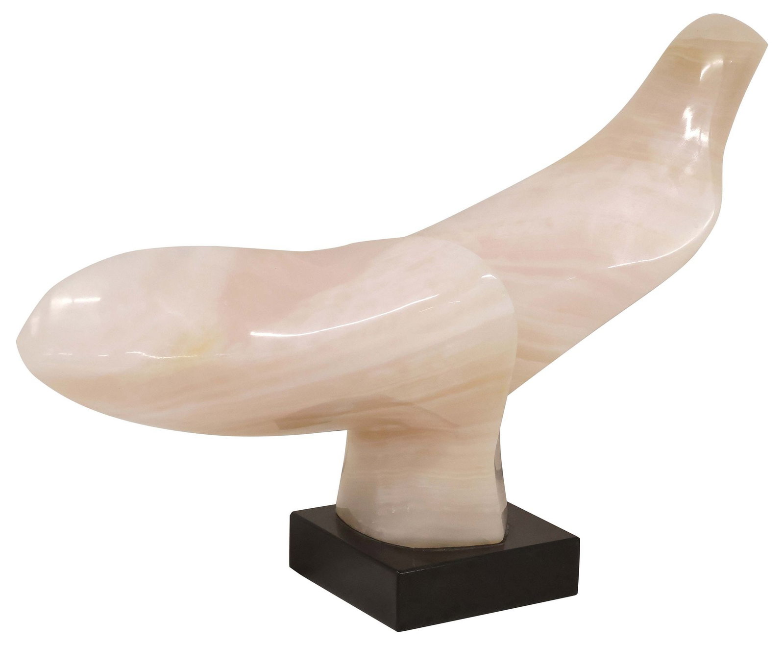 CHARLES UMLAUF (1911-1994) CARVED ROSE ONYX SCULPTURE, ABSTRACT FISH FORM (1 of 5)