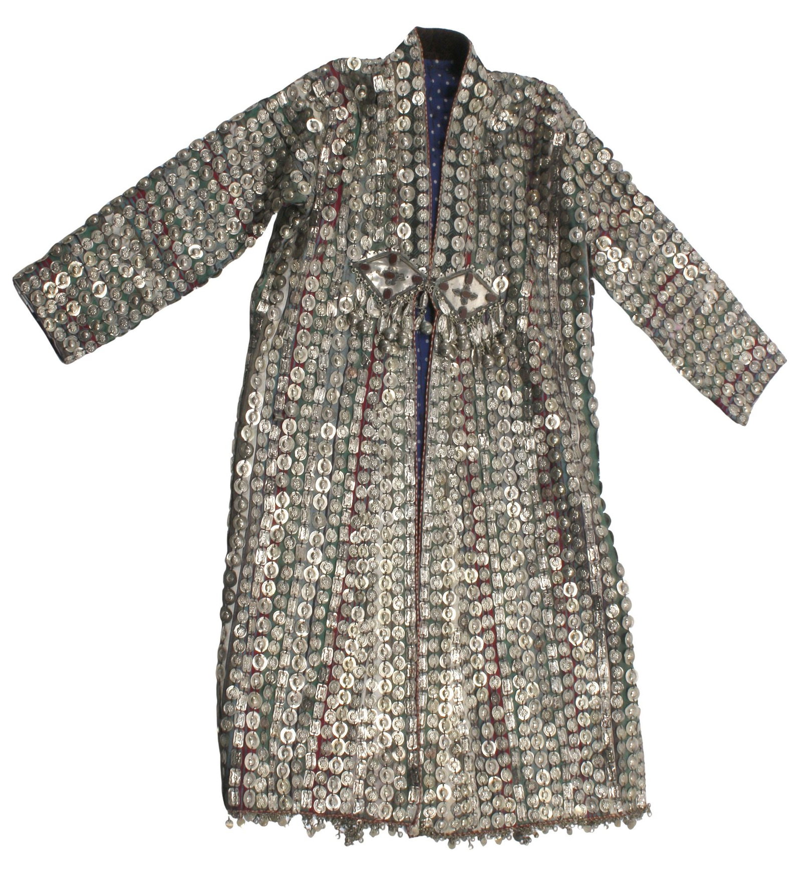 MIDDLE-EASTERN COIN-EMBELLISHED FABRIC CEREMONIAL COAT / ROBE (1 of 8)