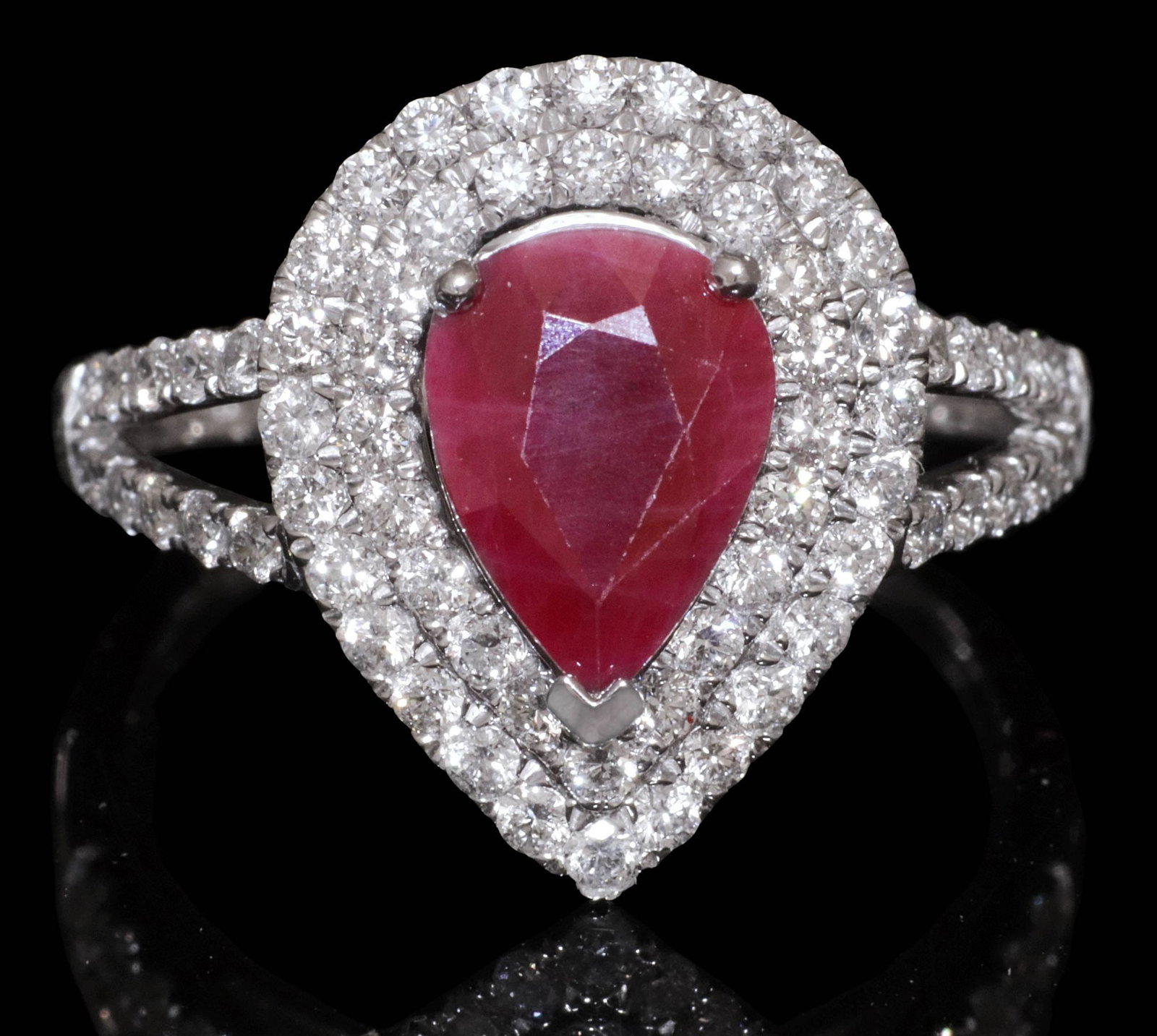ESTATE PLATINUM, GIA 1.52CT BURMESE RUBY (TREATED) & DIAMOND RING (1 of 7)