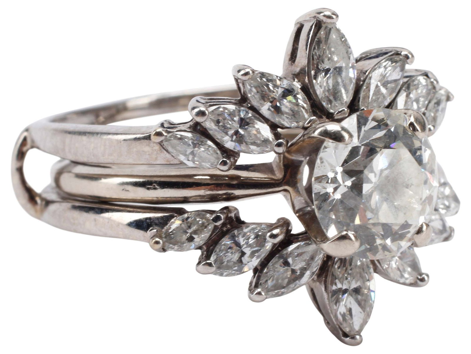 ESTATE 14KT WHITE GOLD & DIAMOND RING WITH AN ENHANCER JACKET (1 of 6)