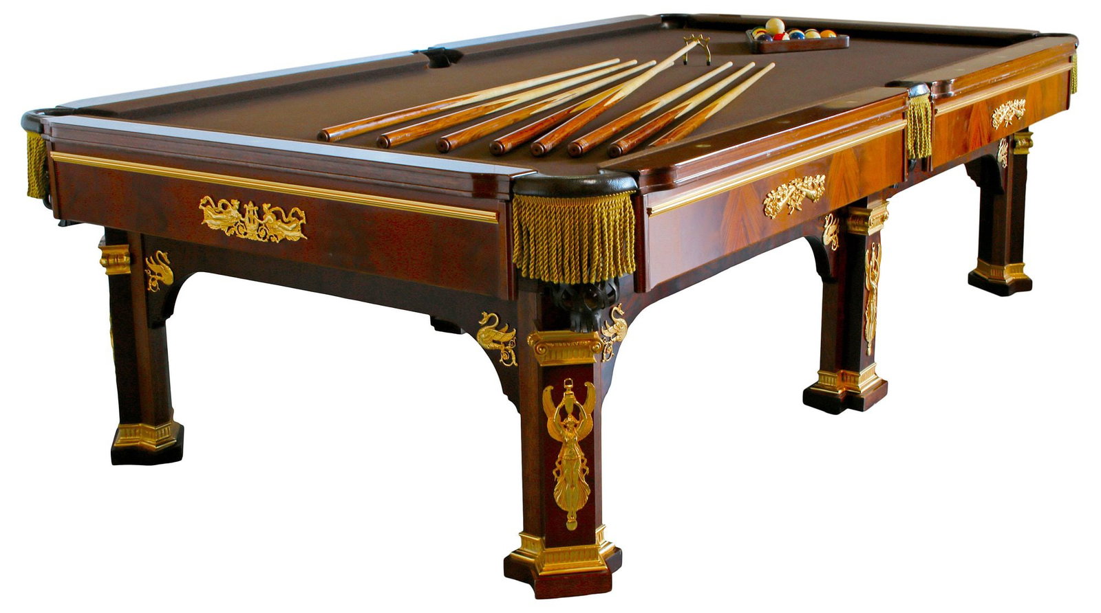 EMPIRE STYLE ORMOLU-MOUNTED BILLIARDS TABLE, POOL CUES & ACCESSORIES (1 of 10)