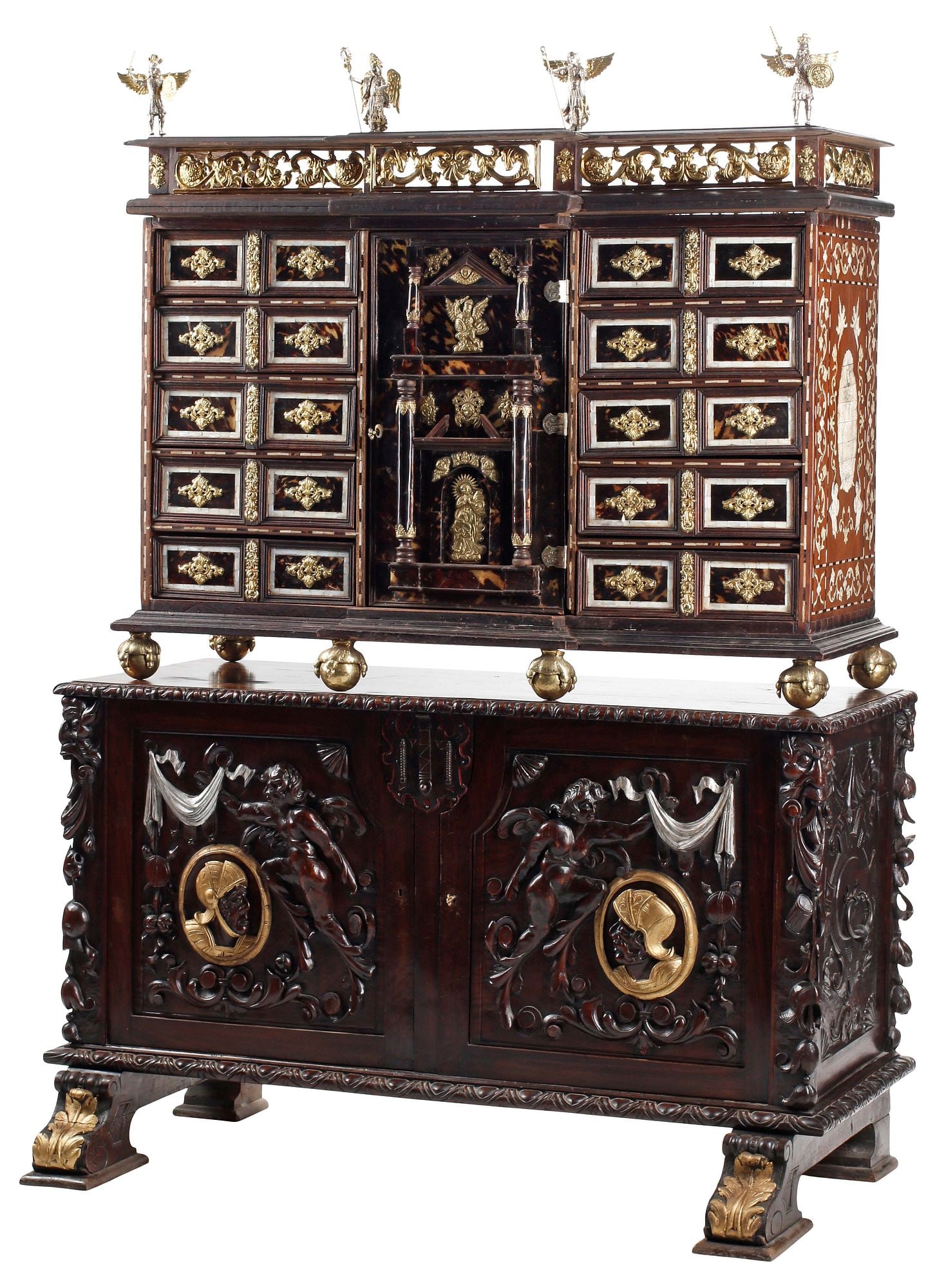 ORNATE RENAISSANCE STYLE INLAID CABINET-ON-STAND, VIRGIN OF GUADALUPE (1 of 10)