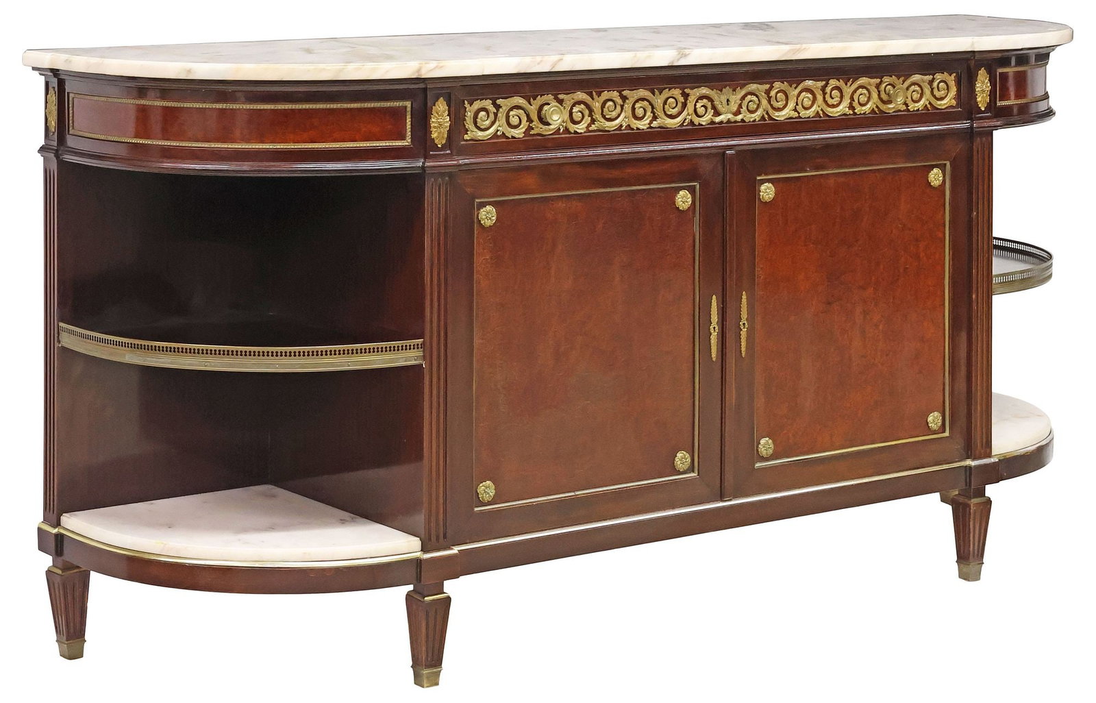 FRENCH LOUIS XVI STYLE MARBLE-TOP MAHOGANY COMMODE A L'ANGLAISE (1 of 6)
