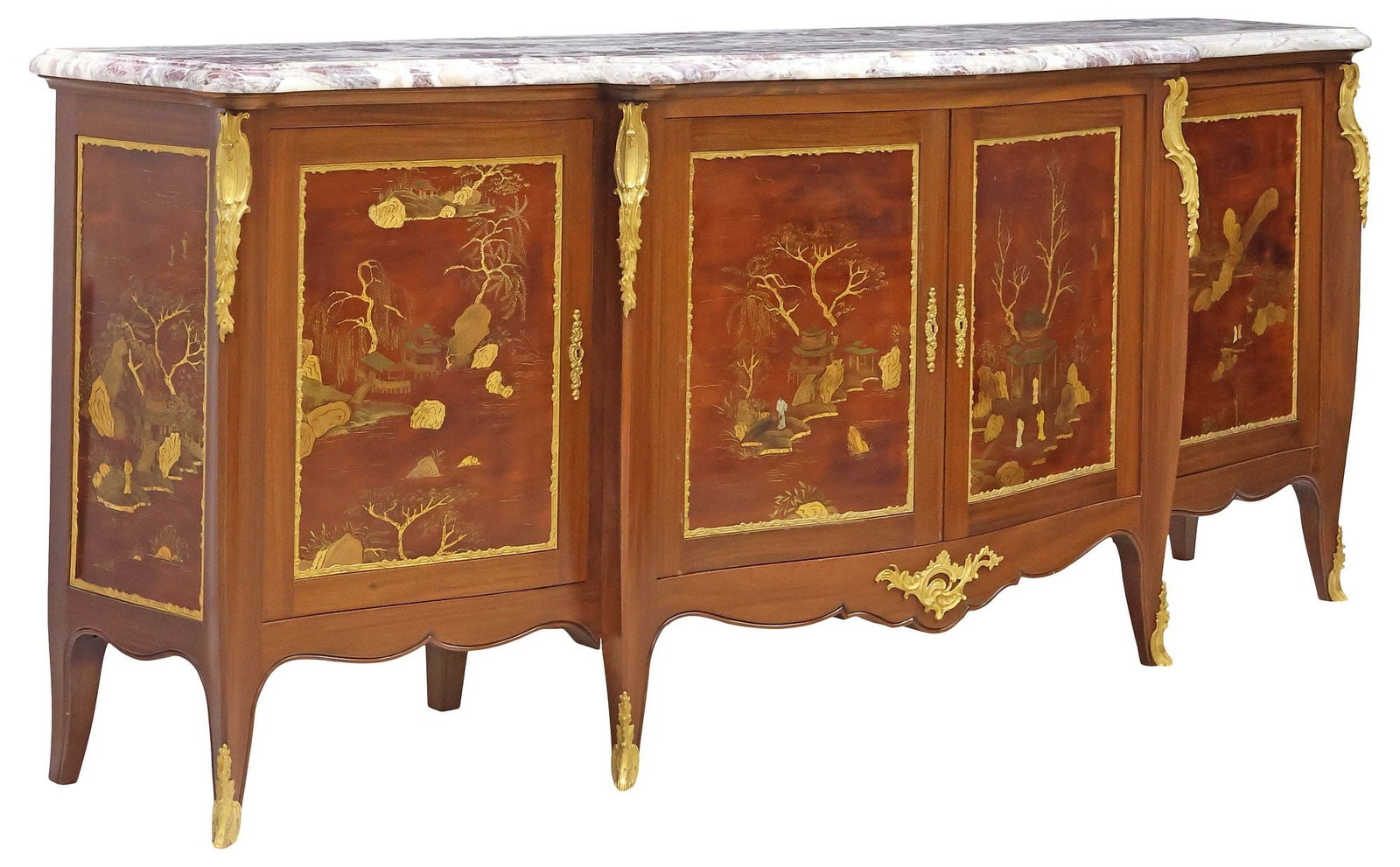 LOUIS XV STYLE MARBLE-TOP & ORMOLU-MOUNTED CHINOISERIE SIDEBOARD (1 of 8)