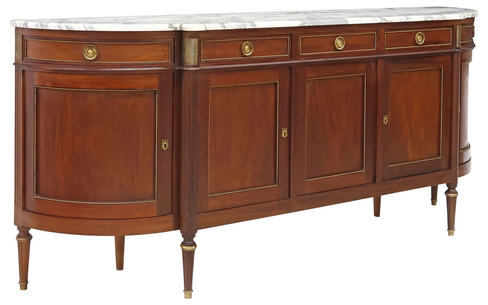 FRENCH LOUIS XVI STYLE MARBLE-TOP MAHOGANY SIDEBOARD (1 of 5)