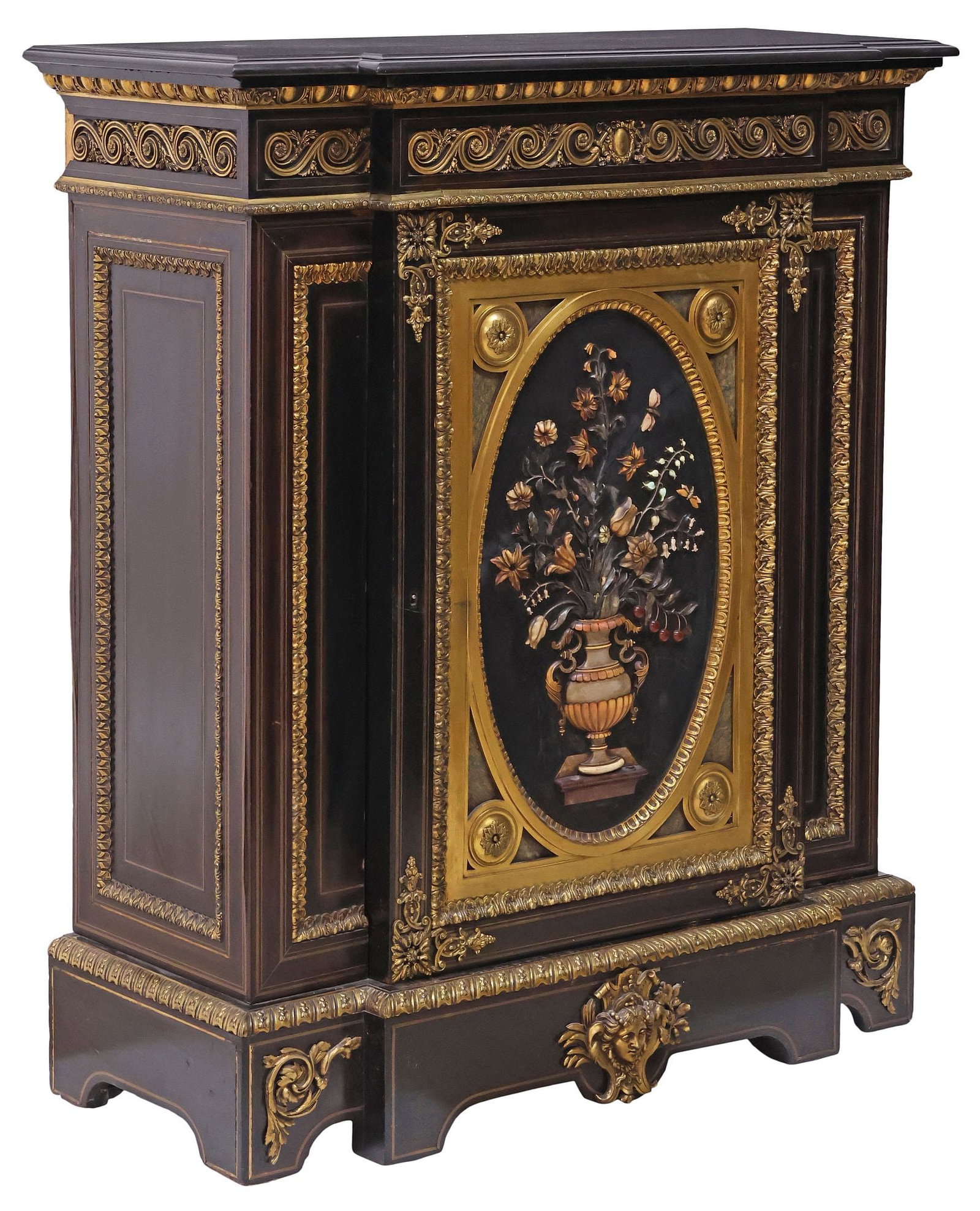 NAPOLEON III PERIOD ORMOLU-MOUNTED & STONE-INLAID EBONIZED CABINET (1 of 7)