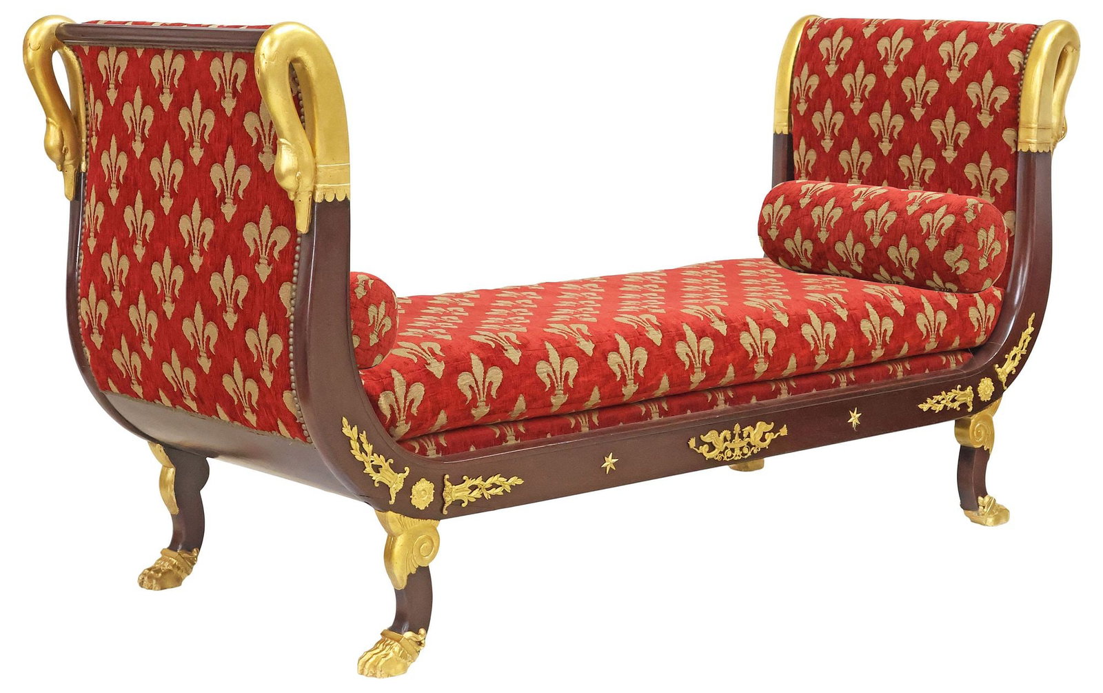 VERY FINE FRENCH EMPIRE STYLE ORMOLU MOUNTED UPHOLSTERED RECAMIER / DAYBED (1 of 7)