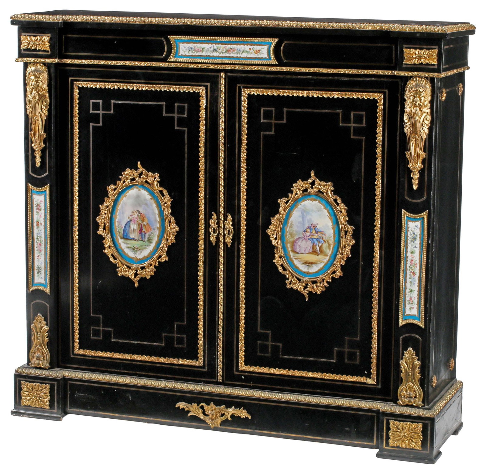 FRENCH NAPOLEON III ORMOLU & PORCELAIN-MOUNTED CABINET (1 of 7)